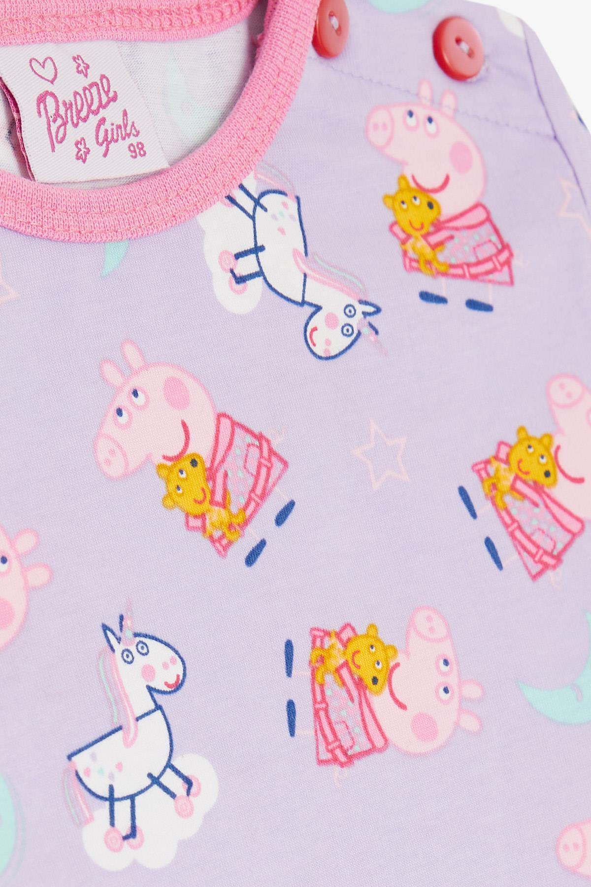 Breeze Kız Bebek Pijama Takımı Sevimli Domuzcuk Desenli Lila (9 Ay-3 Yaş)