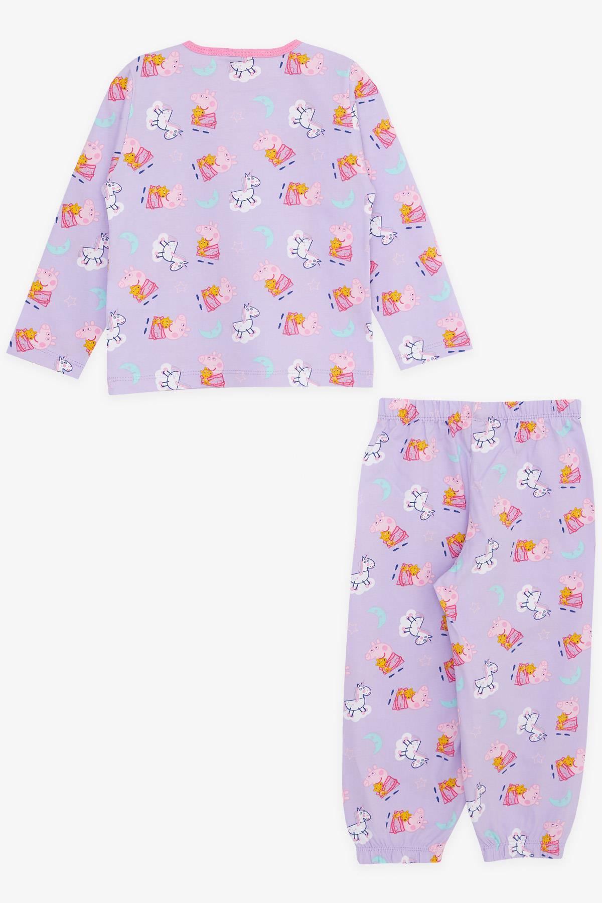 Breeze Kız Bebek Pijama Takımı Sevimli Domuzcuk Desenli Lila (9 Ay-3 Yaş)