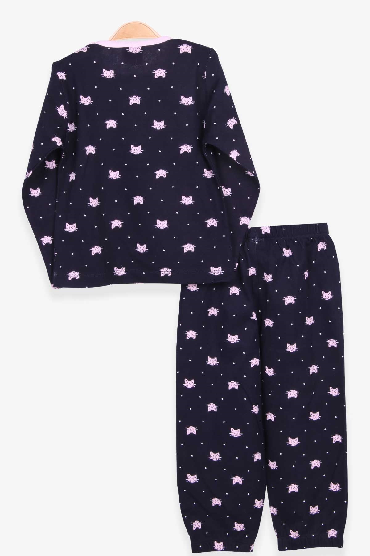 Breeze Kız Bebek Pijama Takımı Sevimli Kedicik Desenli Lacivert (9 Ay-3 Yaş)