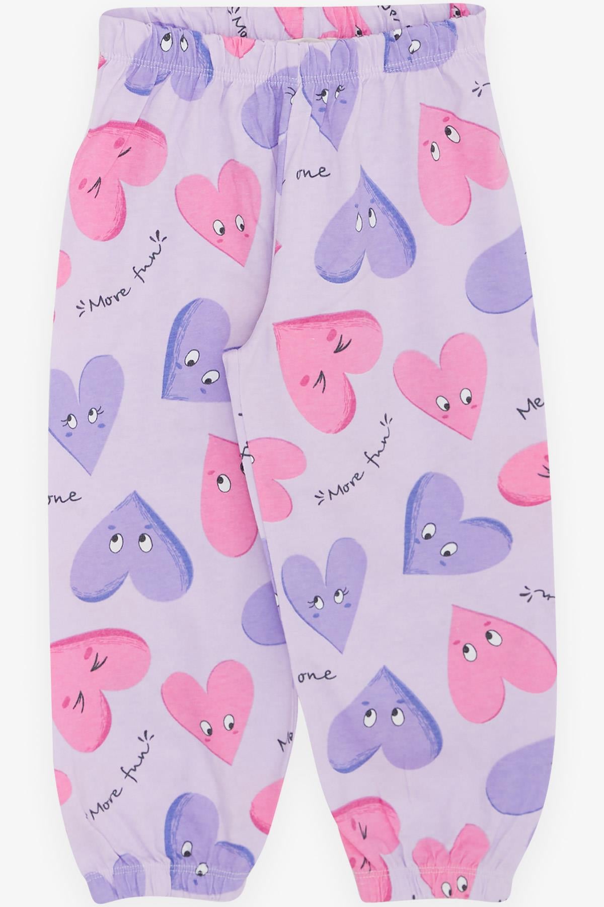 Breeze Kız Bebek Pijama Takımı Sevimli Kalp Desenli Açık Lila (9 Ay-3 Yaş)