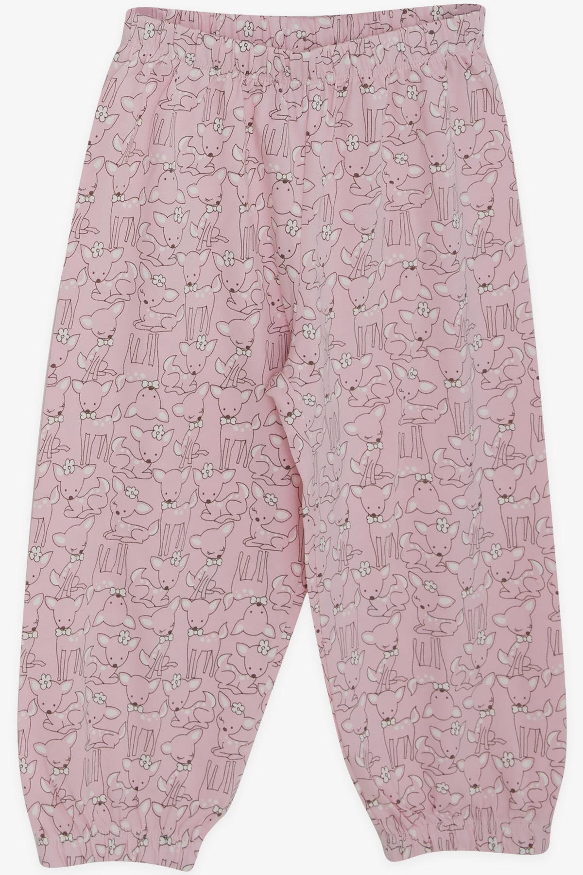 Breeze Kız Bebek Pijama Takımı Sevimli Papyonlu Tokalı Ceylancık Desenli Pembe (9 Ay-3 Yaş)