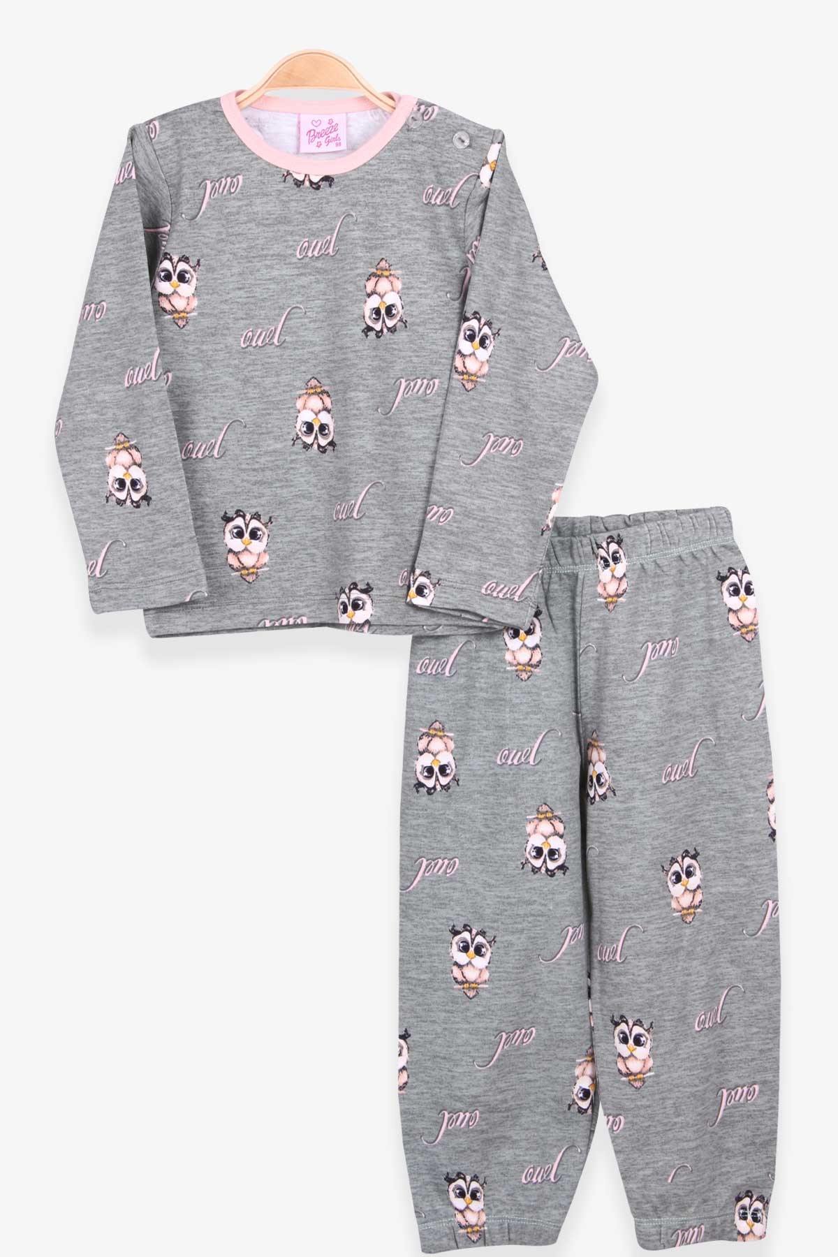 Breeze Kız Bebek Pijama Takımı Sevimli Baykuş Desenli Mint Yeşili (9 Ay-3 Yaş)