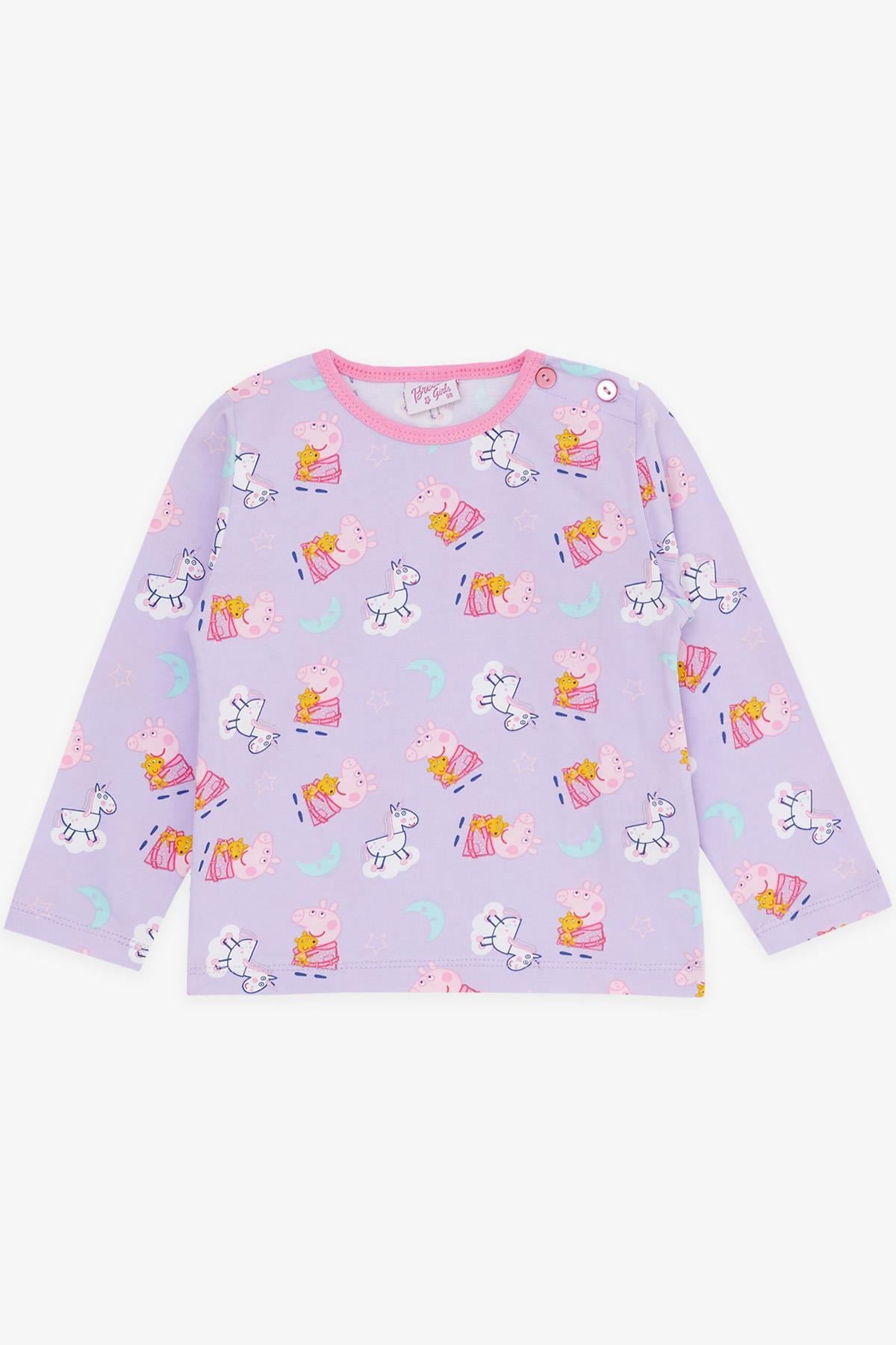 Breeze Kız Bebek Pijama Takımı Sevimli Domuzcuk Desenli Lila (9 Ay-3 Yaş)
