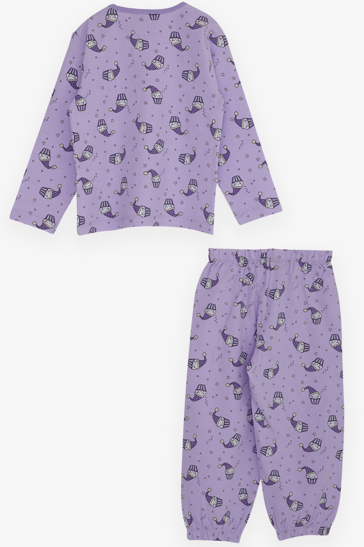 Breeze Kız Bebek Pijama Takımı Sevimli Mısır Patlağı Desenli Lila (9 Ay-3 Yaş)