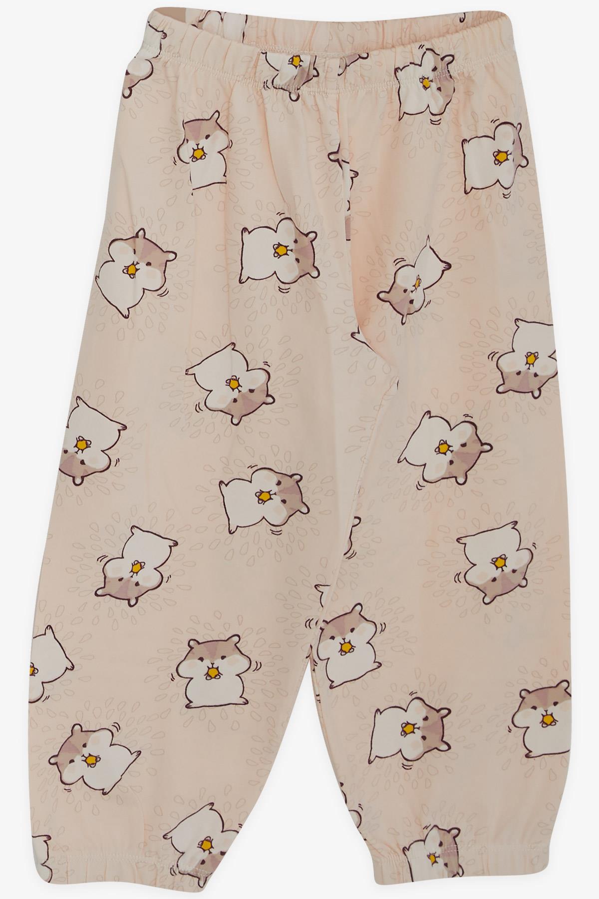 Breeze Kız Bebek Pijama Takımı Sevimli Hamster Desenli Pudra (9 Ay-3 Yaş)