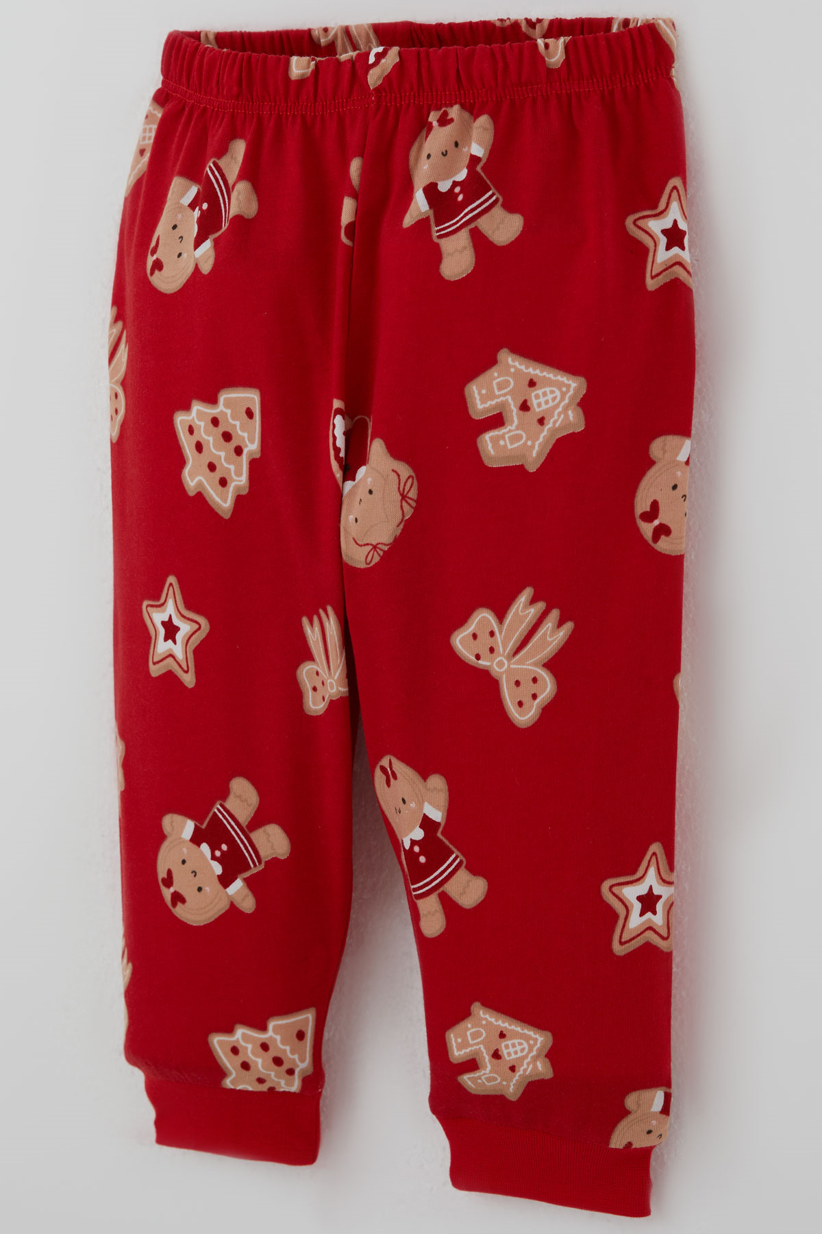 Breeze Kız Bebek Pijama Takımı Sevimli Kurabiye Bebek & Fiyonk Desenli Önden Çıtçıtlı Kırmızı (4 Ay - 1 Yaş)