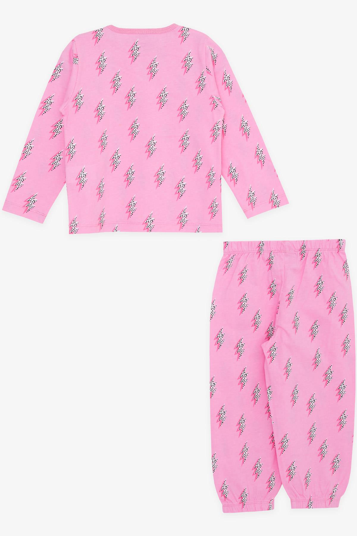 Breeze Kız Bebek Pijama Takımı Şimşek Desenli Pembe (9 Ay-3 Yaş)
