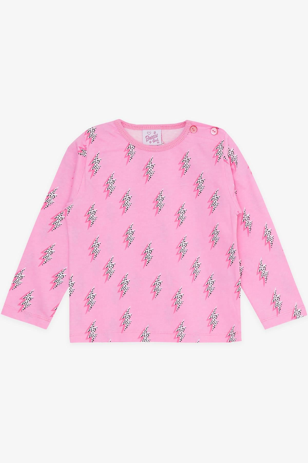 Breeze Kız Bebek Pijama Takımı Şimşek Desenli Pembe (9 Ay-3 Yaş)