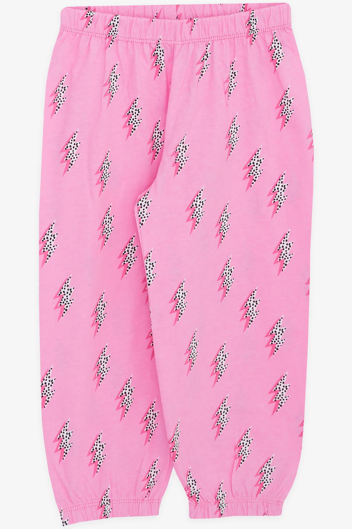Breeze Kız Bebek Pijama Takımı Şimşek Desenli Pembe (9 Ay-3 Yaş)