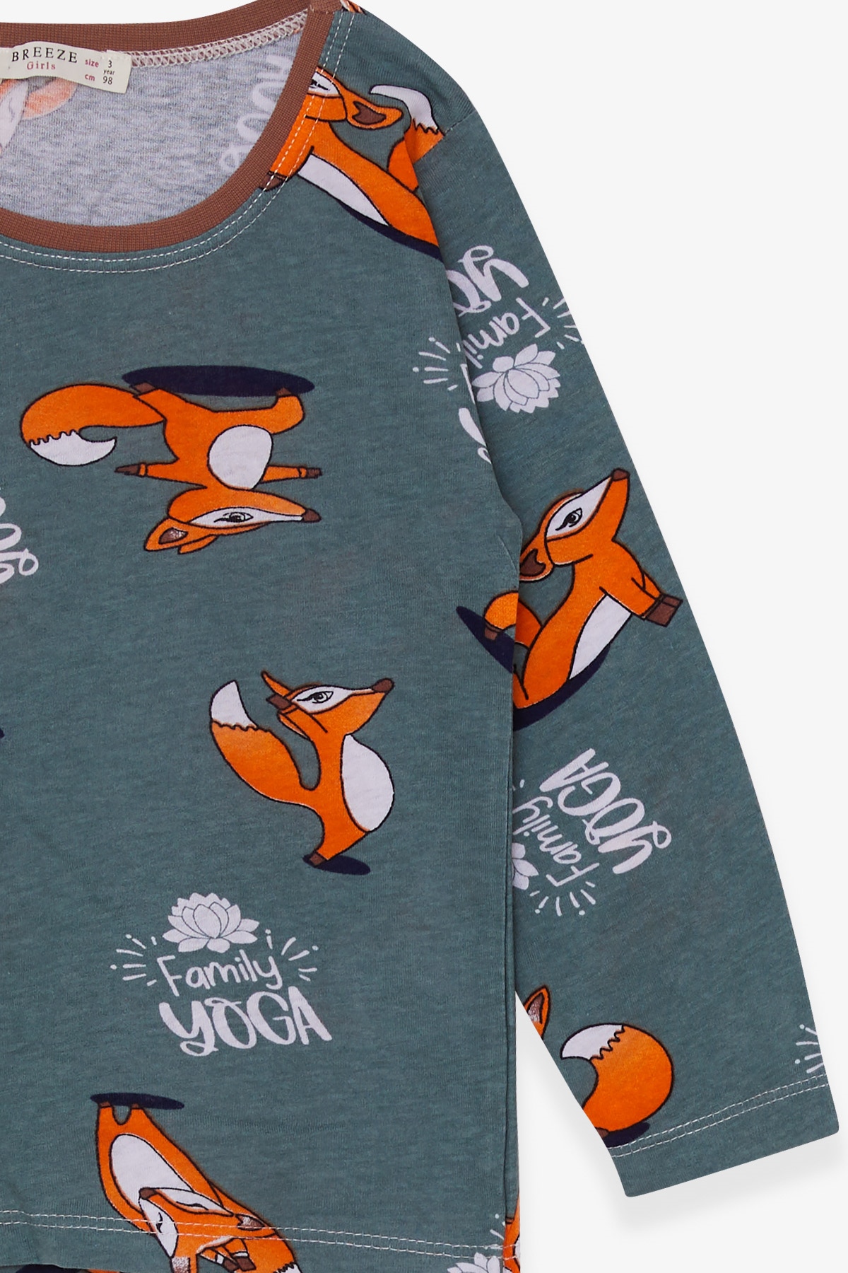 Breeze Kız Bebek Pijama Takımı Sportif Tilkicik Desenli Yeşil (9 Ay-3 Yaş)