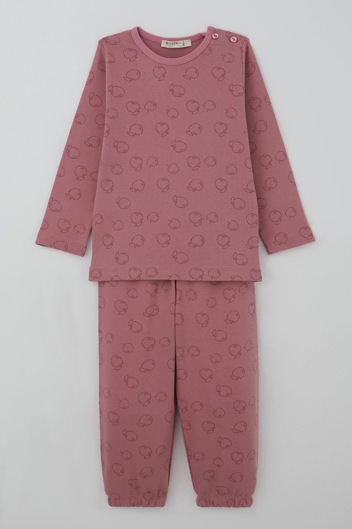 Breeze Kız Bebek Pijama Takımı Tatlı Elmacık Rüyası Gülkurusu (9 Ay-3 Yaş)