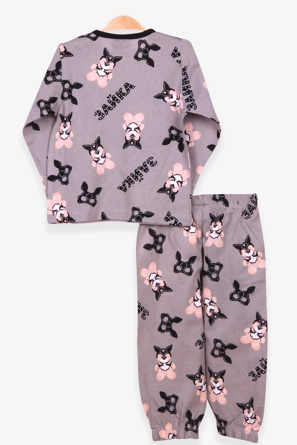 Breeze Kız Bebek Pijama Takımı Tavşan Desenli Gri (9 Ay-3 Yaş)