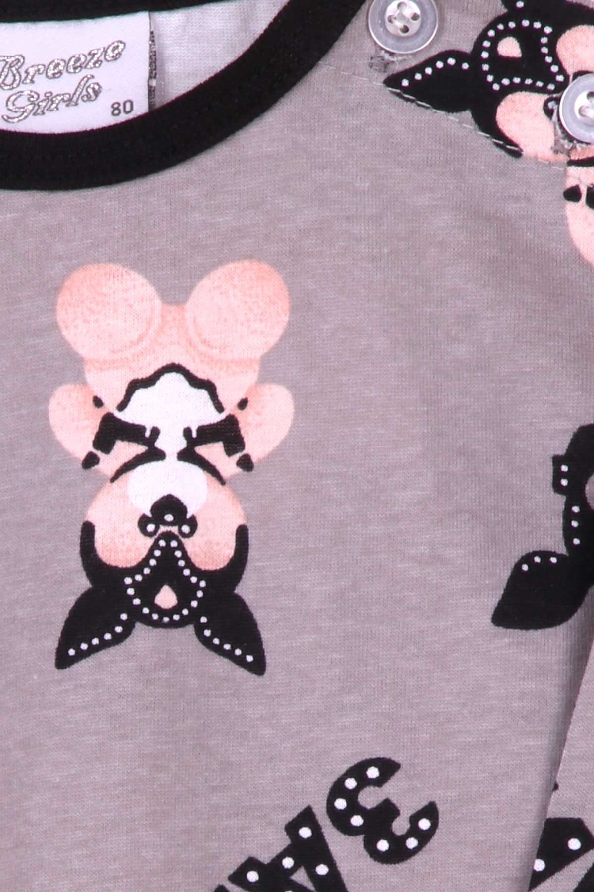 Breeze Kız Bebek Pijama Takımı Tavşan Desenli Gri (9 Ay-3 Yaş)