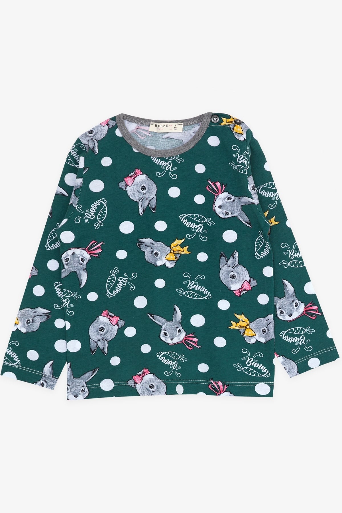 Breeze Kız Bebek Pijama Takımı Tavşancık Desenli Yeşil (9 Ay-3 Yaş)