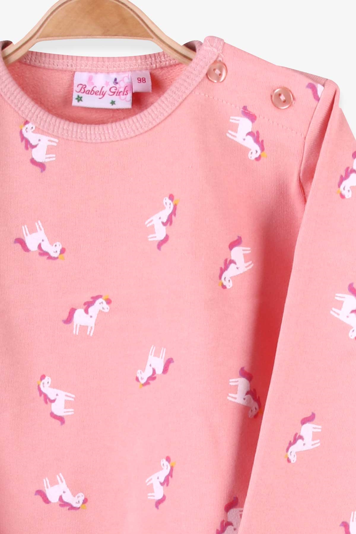 Breeze Kız Bebek Pijama Takımı Unicorn Desenli Somon (9 Ay-3 Yaş)