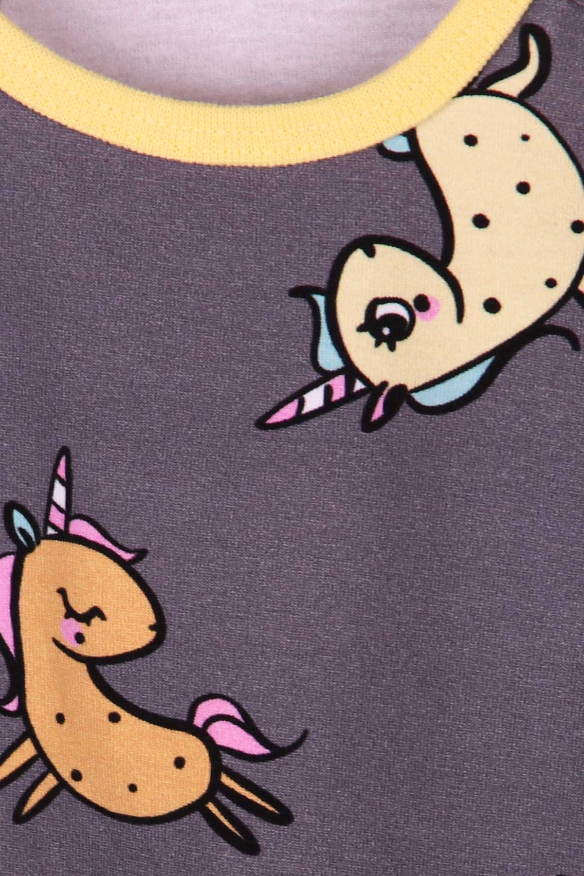 Breeze Kız Bebek Pijama Takımı Unicorn Füme (9 Ay-3 Yaş)