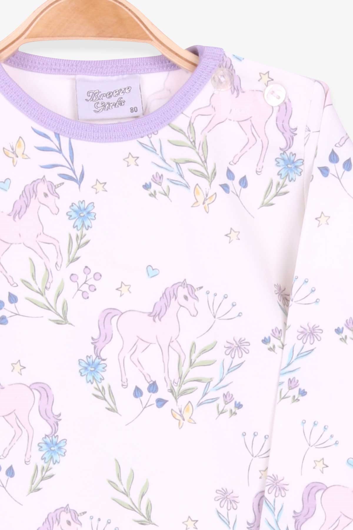 Breeze Kız Bebek Pijama Takımı Unicorn Desenli Ekru (9 Ay-3 Yaş)