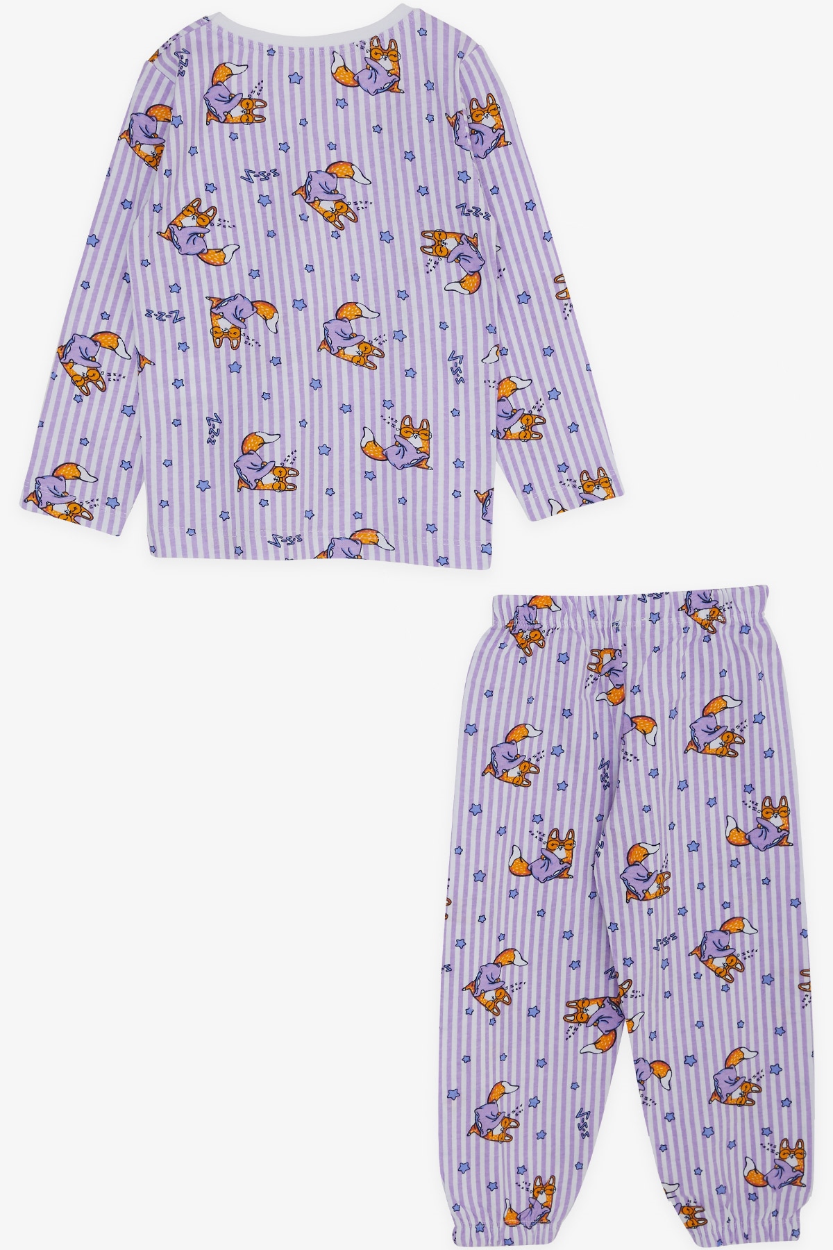 Breeze Kız Bebek Pijama Takımı Uykucu Tilkicik Desenli Lila (9 Ay-3 Yaş)