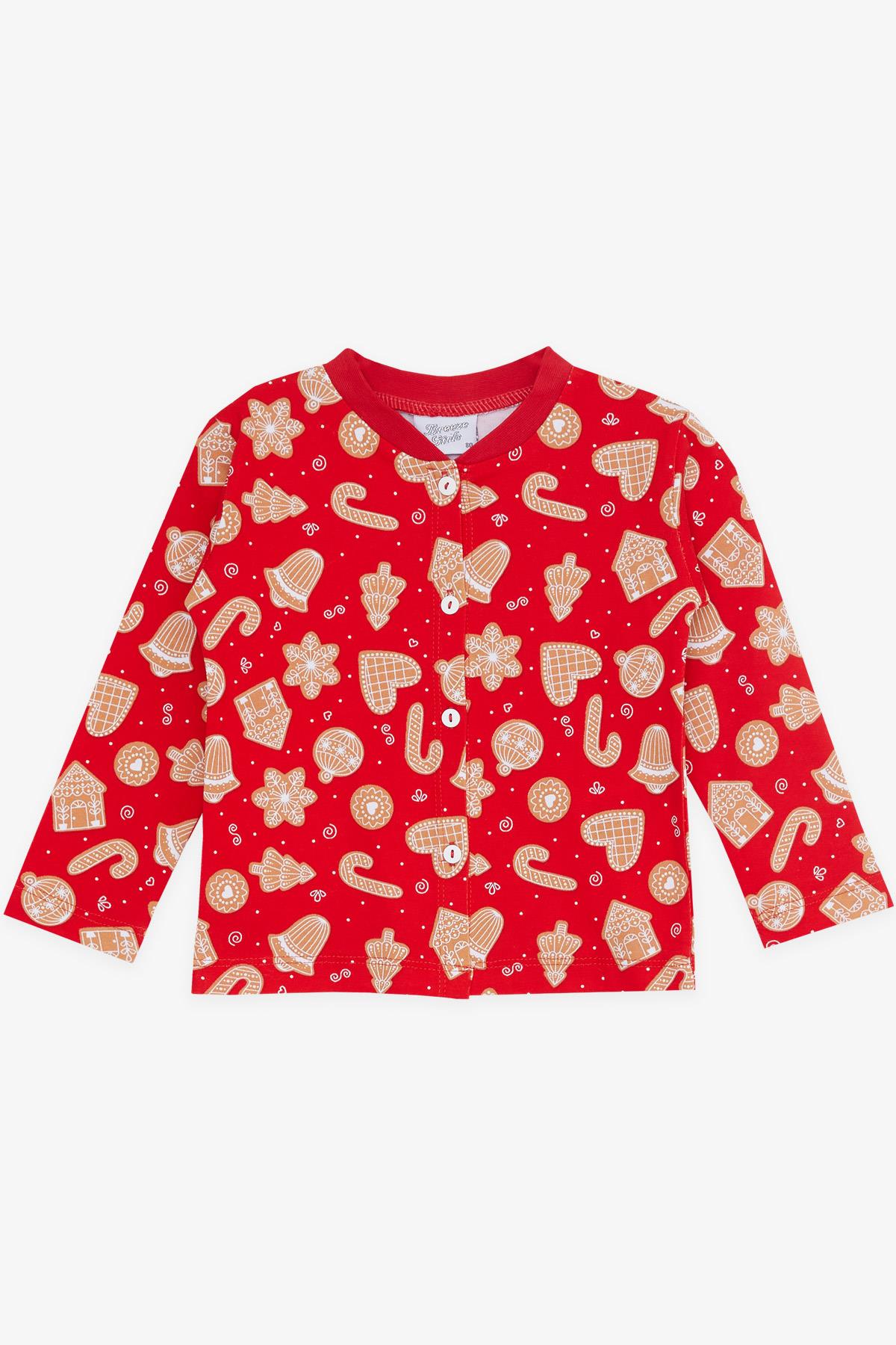 Breeze Kız Bebek Pijama Takımı Yılbaşı Temalı Kırmızı (4 Ay-1 Yaş)