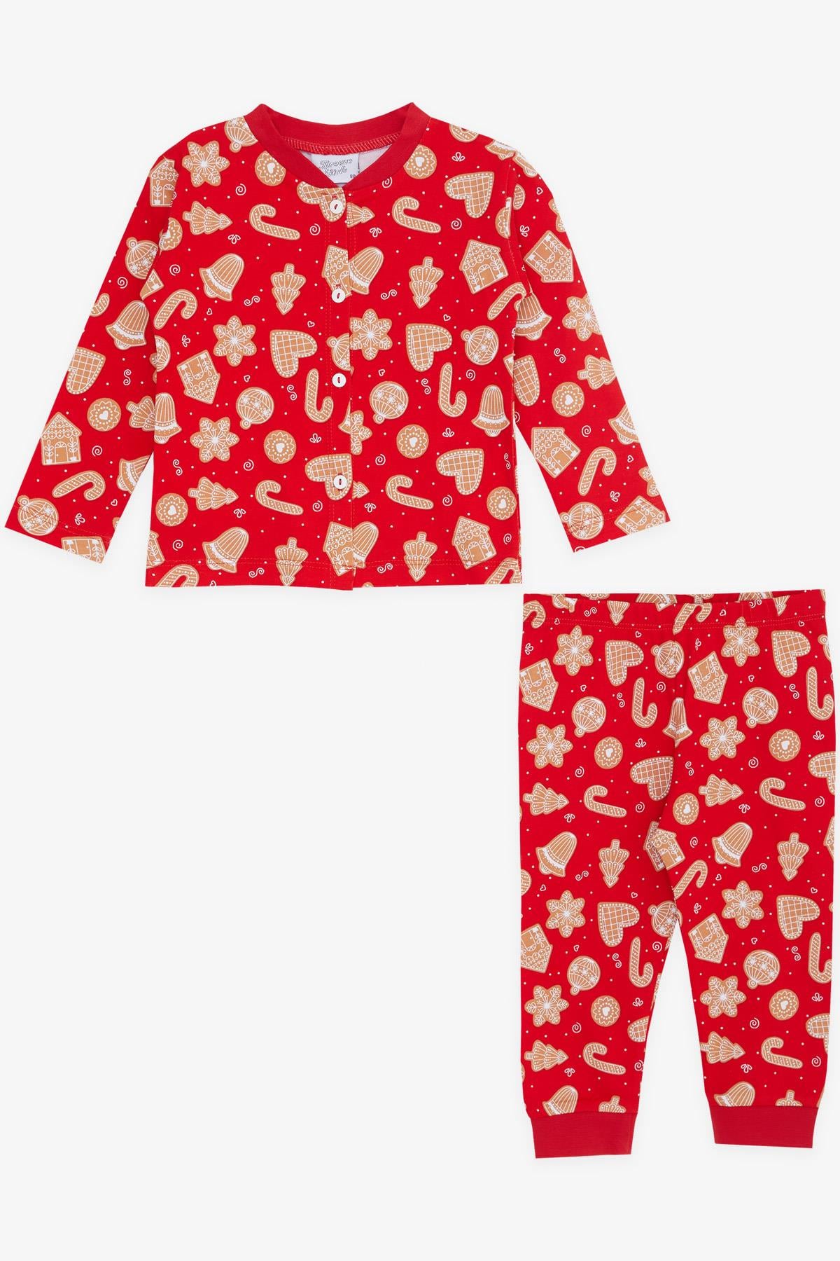 Breeze Kız Bebek Pijama Takımı Yılbaşı Temalı Kırmızı (4 Ay-1 Yaş)