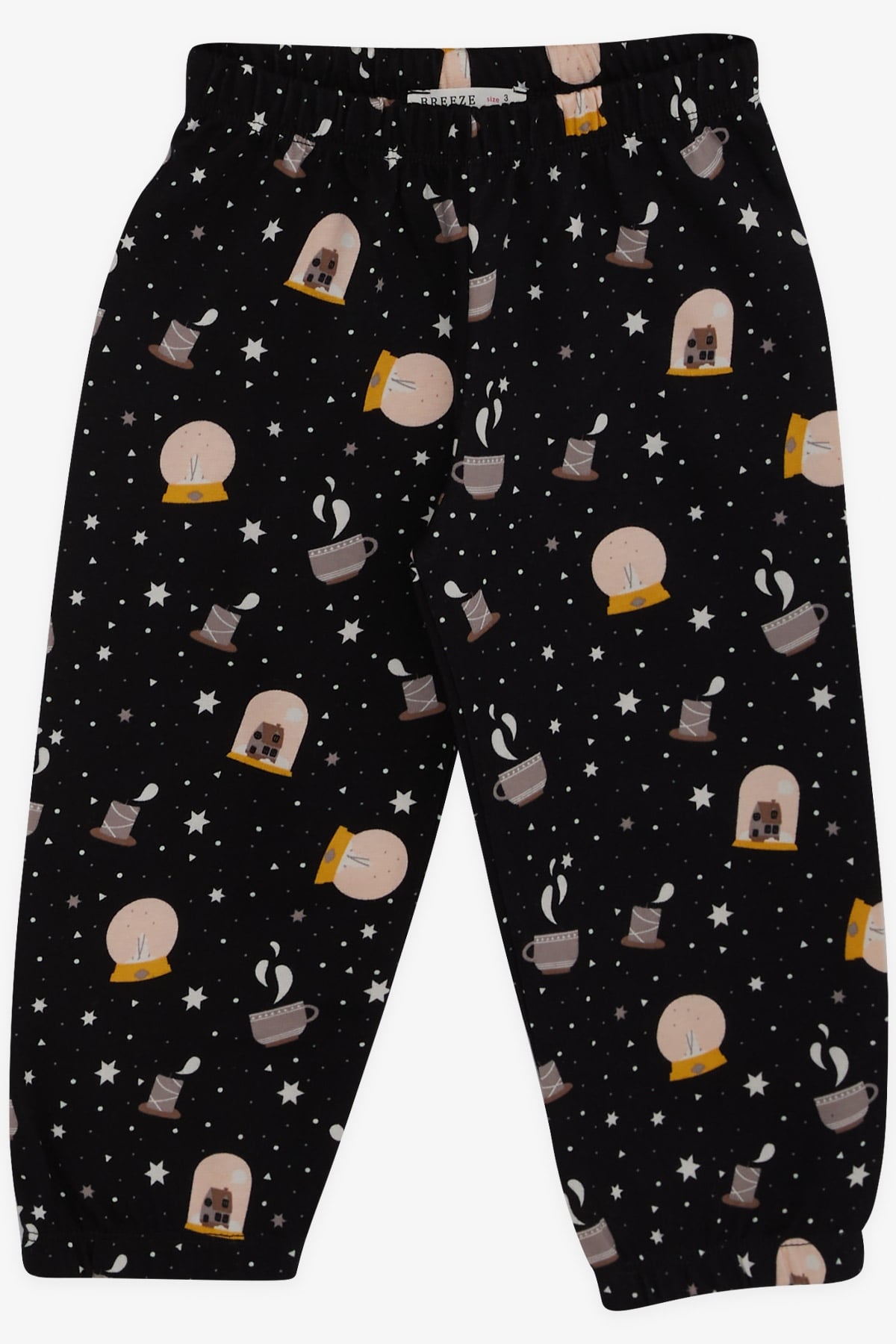 Breeze Kız Bebek Pijama Takımı Yıldız Desenli Gece Temalı Siyah (9 Ay-3 Yaş)
