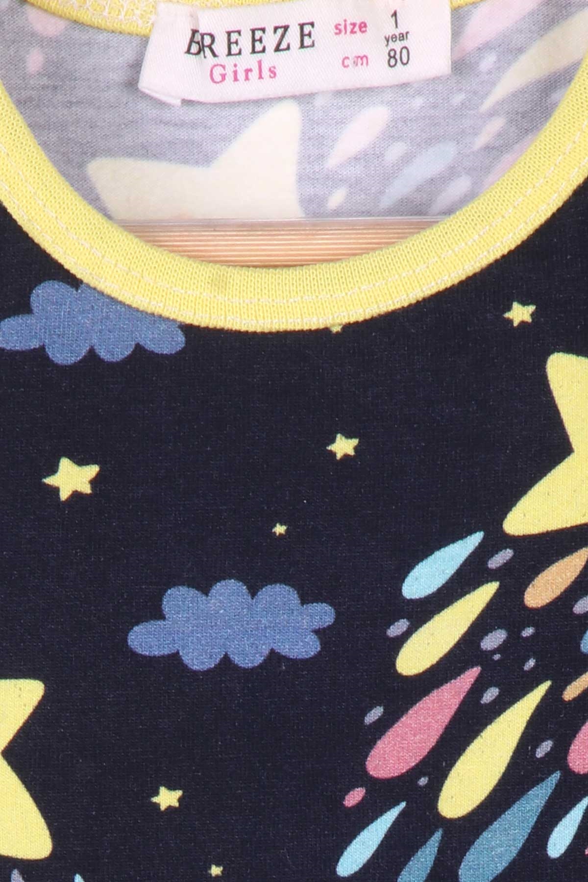 Breeze Kız Bebek Pijama Takımı Yıldız Desenli Siyah (9 Ay-3 Yaş)