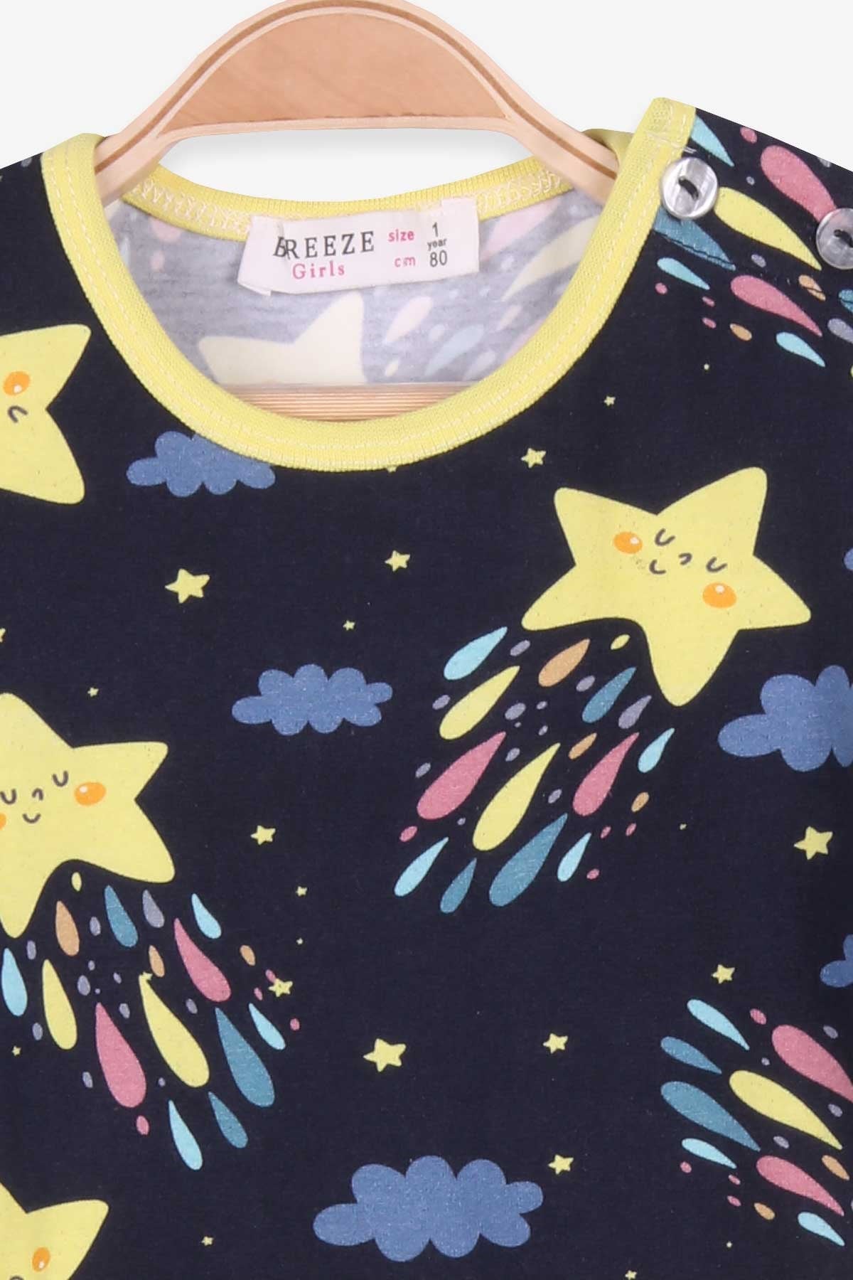 Breeze Kız Bebek Pijama Takımı Yıldız Desenli Siyah (9 Ay-3 Yaş)