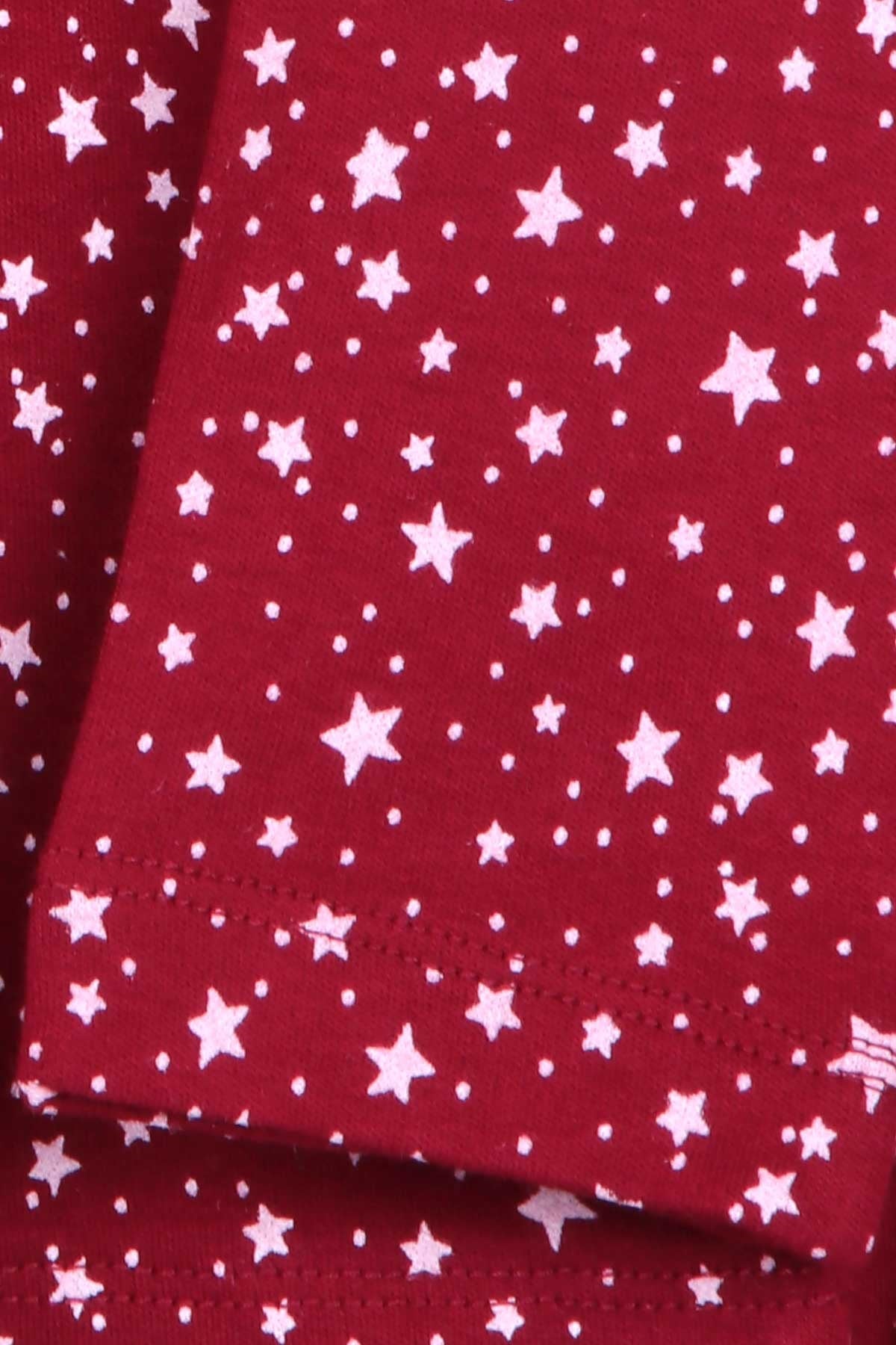 Breeze Kız Bebek Pijama Takımı Yıldız Desenli Bordo (9 Ay-3 Yaş)