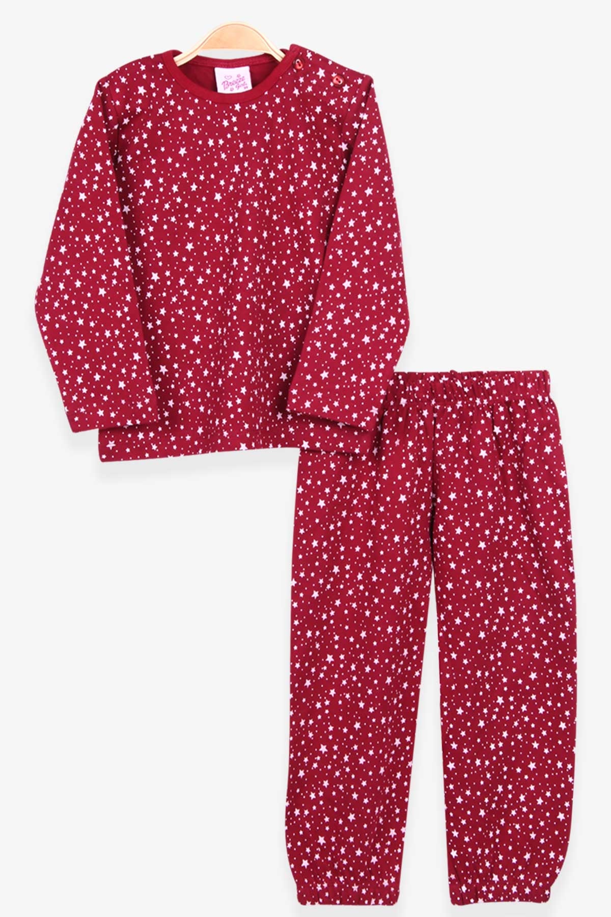 Breeze Kız Bebek Pijama Takımı Yıldız Desenli Bordo (9 Ay-3 Yaş)