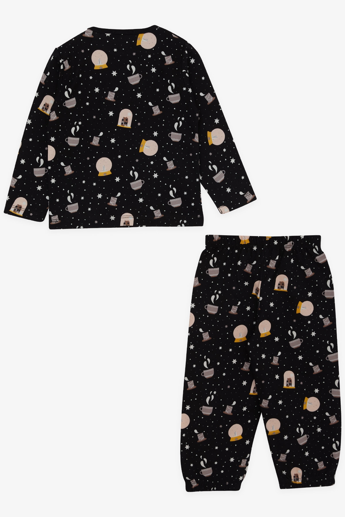 Breeze Kız Bebek Pijama Takımı Yıldız Desenli Gece Temalı Siyah (9 Ay-3 Yaş)