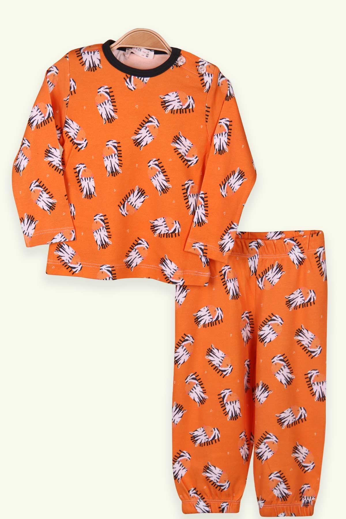 Breeze Kız Bebek Pijama Takımı Zebralı Turuncu (9 Ay-3 Yaş)