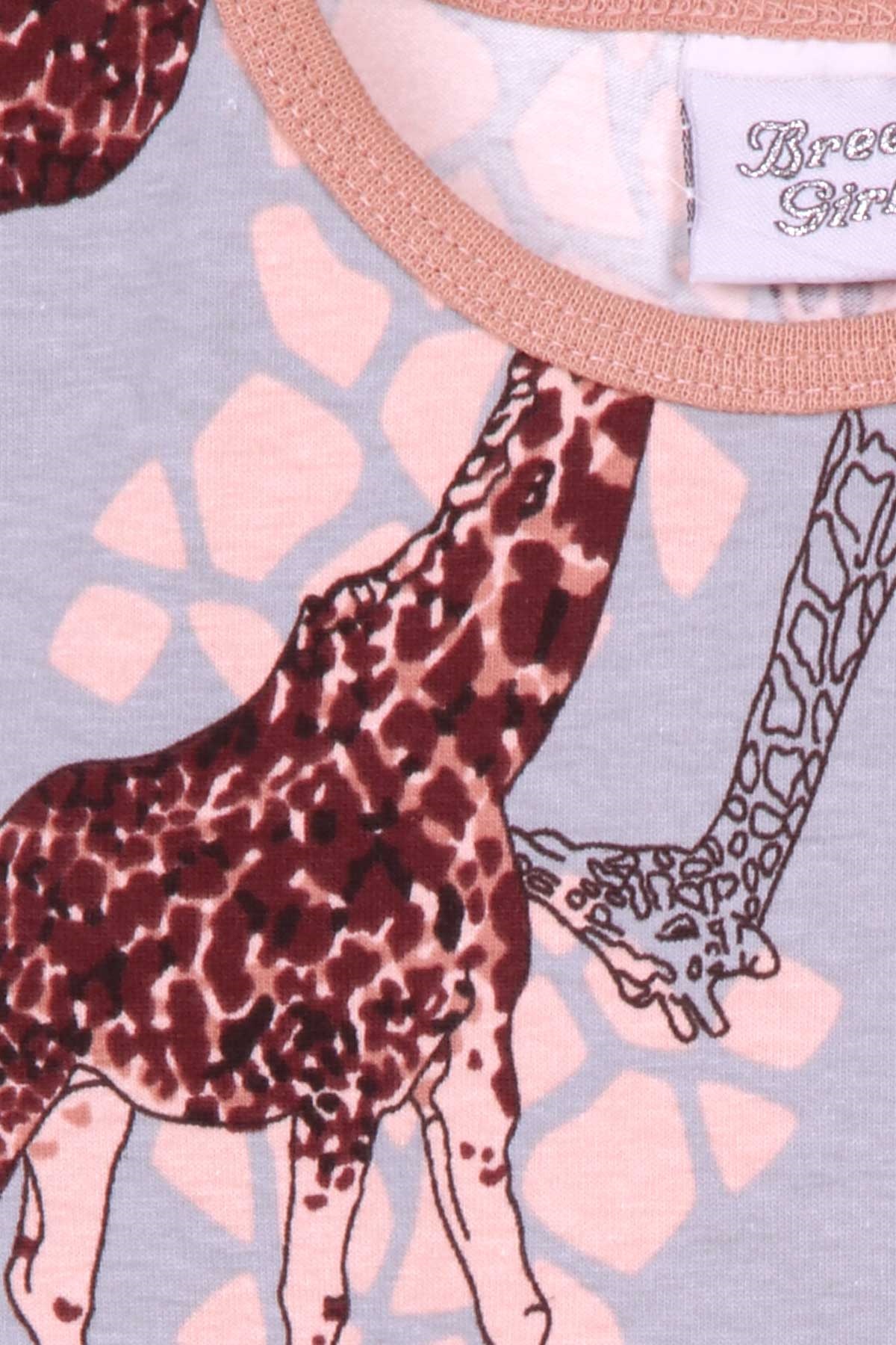 Breeze Kız Bebek Pijama Takımı Zürafa Desenli Su Yeşili (9 Ay-3 Yaş)