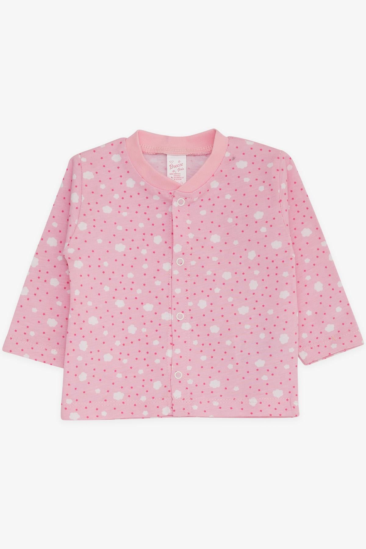 Breeze Kız Bebek Pjama Takımı Bulut Desenli Pudra (0-3 Ay-9 Ay)
