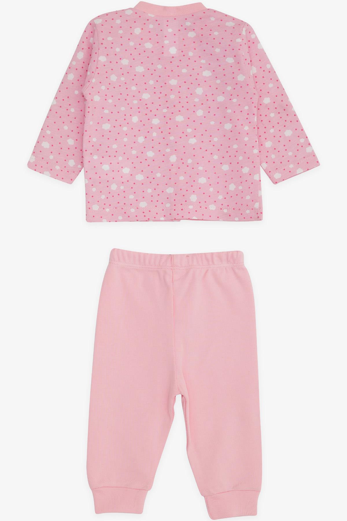 Breeze Kız Bebek Pjama Takımı Bulut Desenli Pudra (0-3 Ay-9 Ay)