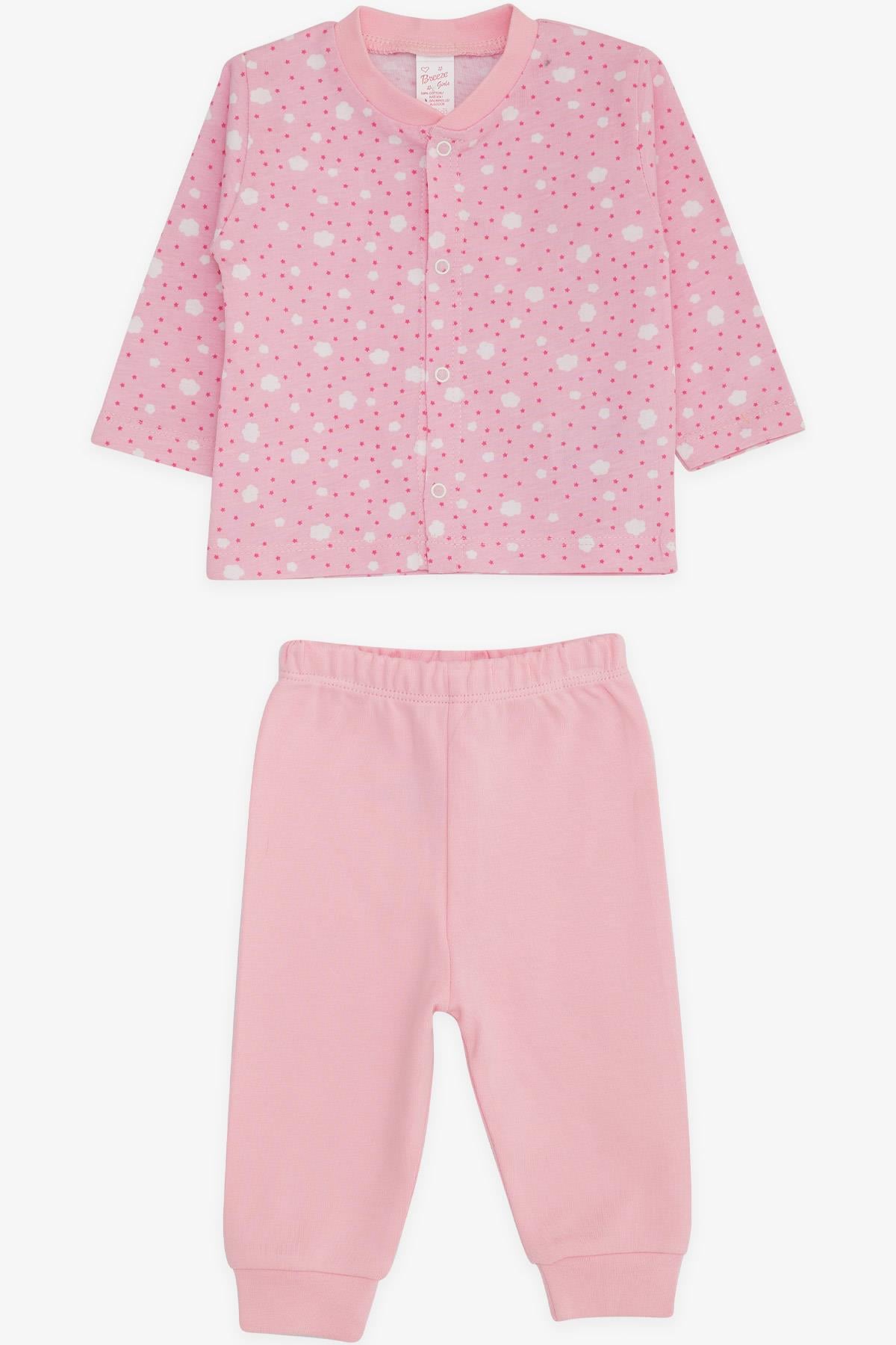Breeze Kız Bebek Pjama Takımı Bulut Desenli Pudra (0-3 Ay-9 Ay)