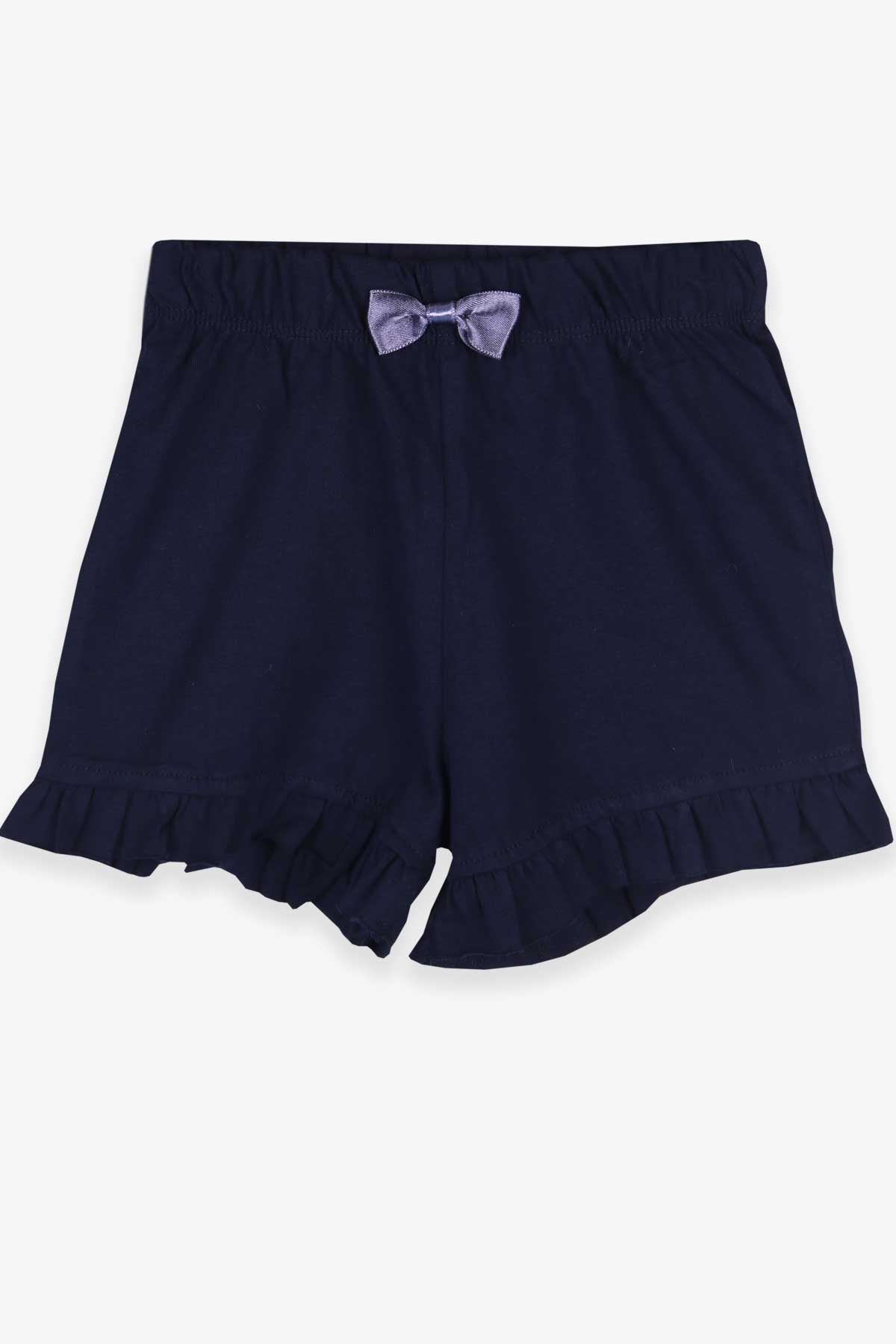 Breeze Kız Bebek Şort Basic Fiyonklu Paçaları Fırfırlı Lacivert (9 Ay-3 Yaş)