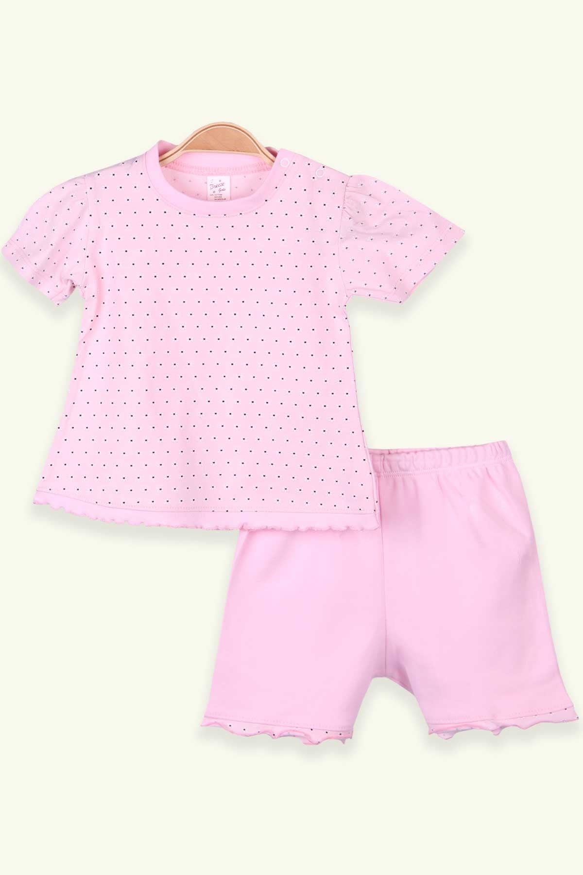 Breeze Kız Bebek Şortlu Takım Papatyalı Pudra (0-3 Ay-9 Ay)