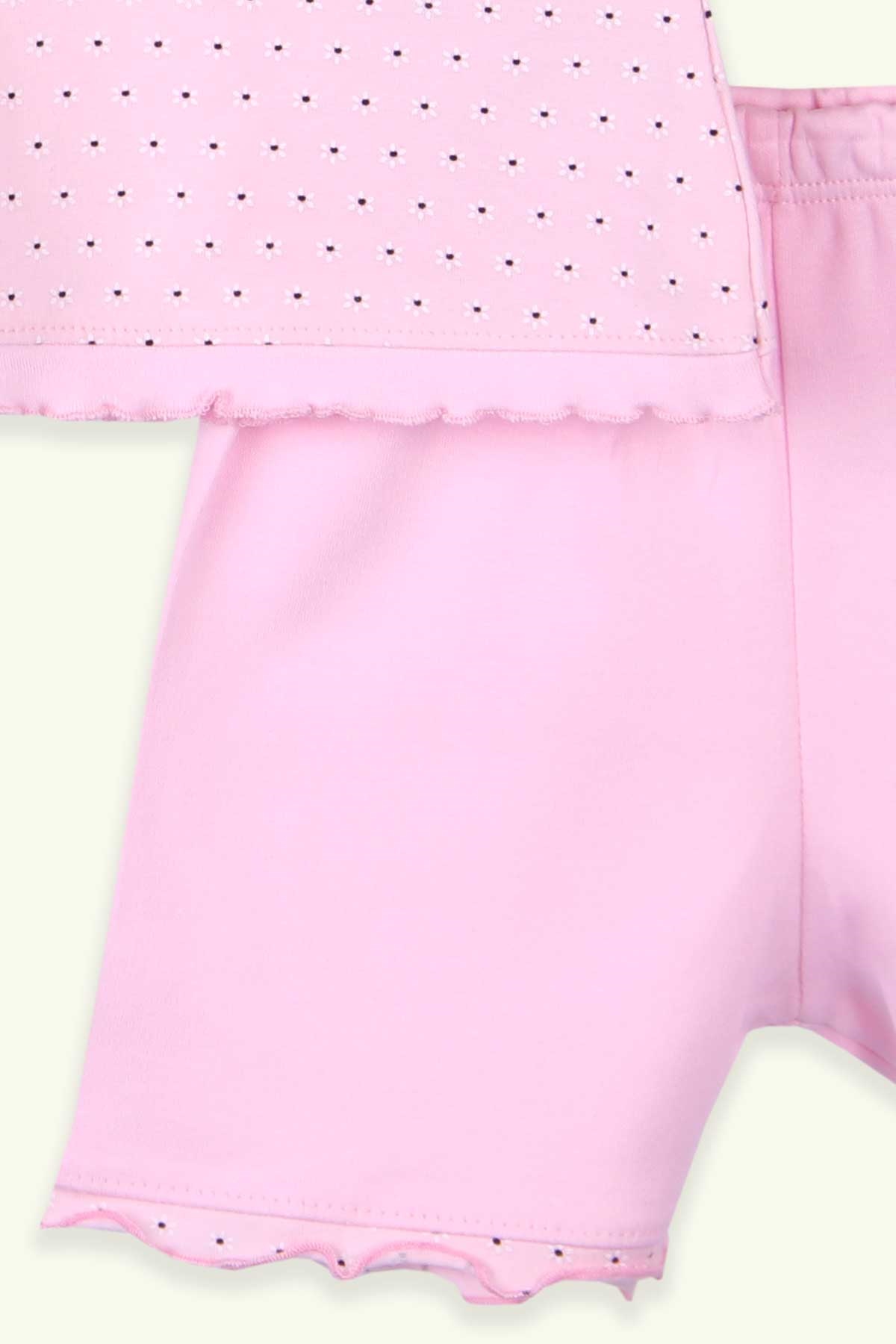 Breeze Kız Bebek Şortlu Takım Papatyalı Pudra (0-3 Ay-9 Ay)