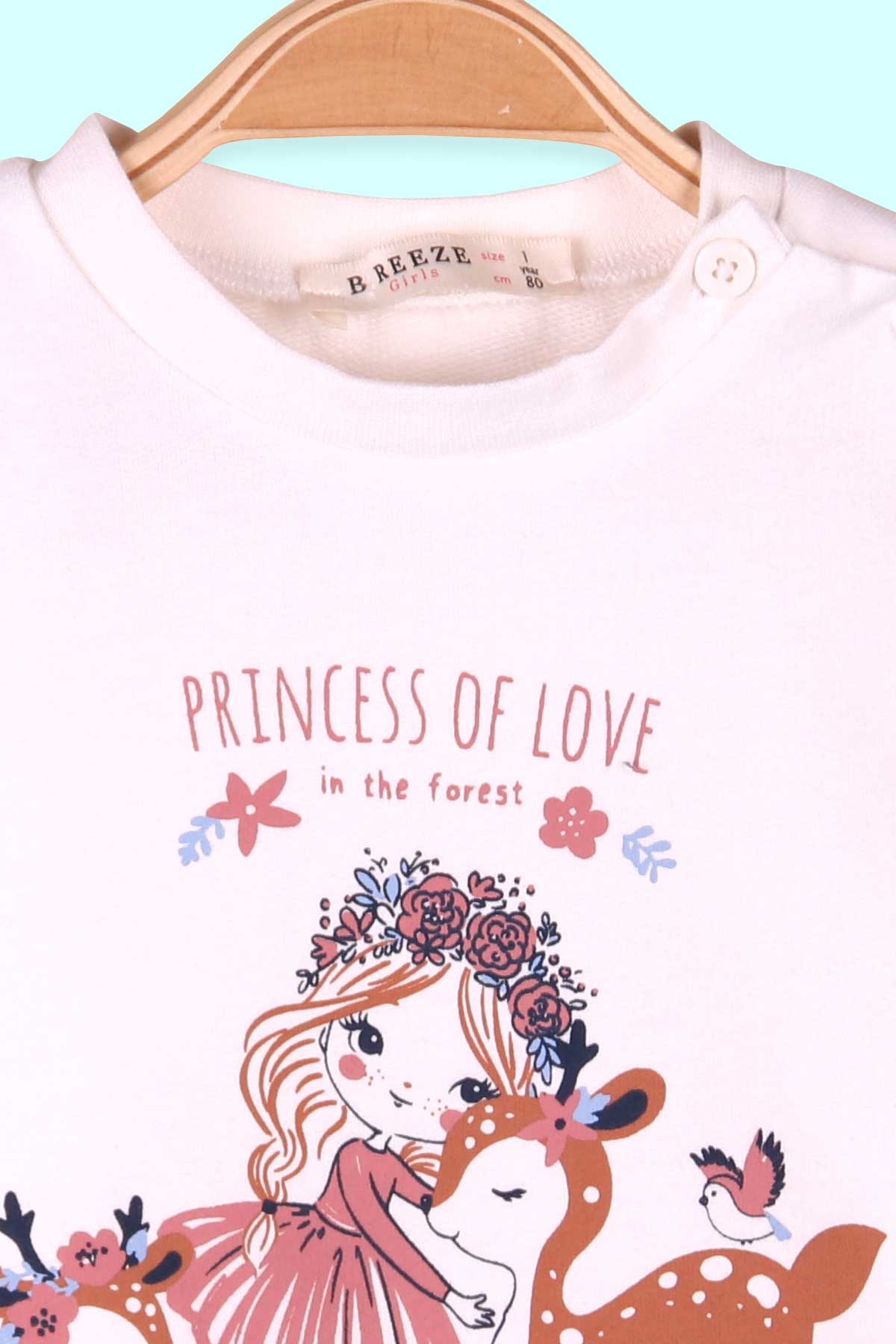 Breeze Kız Bebek Sweatshirt Baskılı Ekru (9 Ay-4 Yaş)