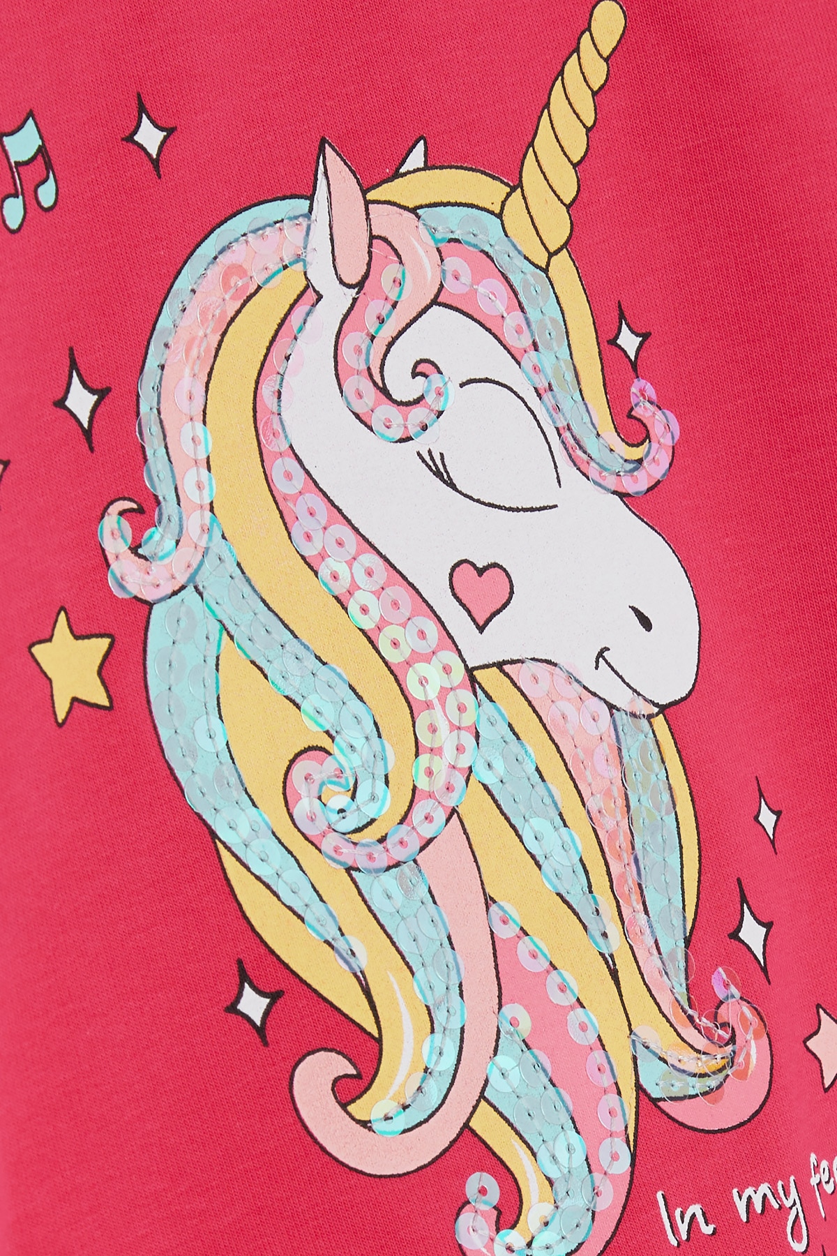 Breeze Kız Bebek Sweatshirt Baskılı Pullu Unicorn Fuşya (2 Yaş)