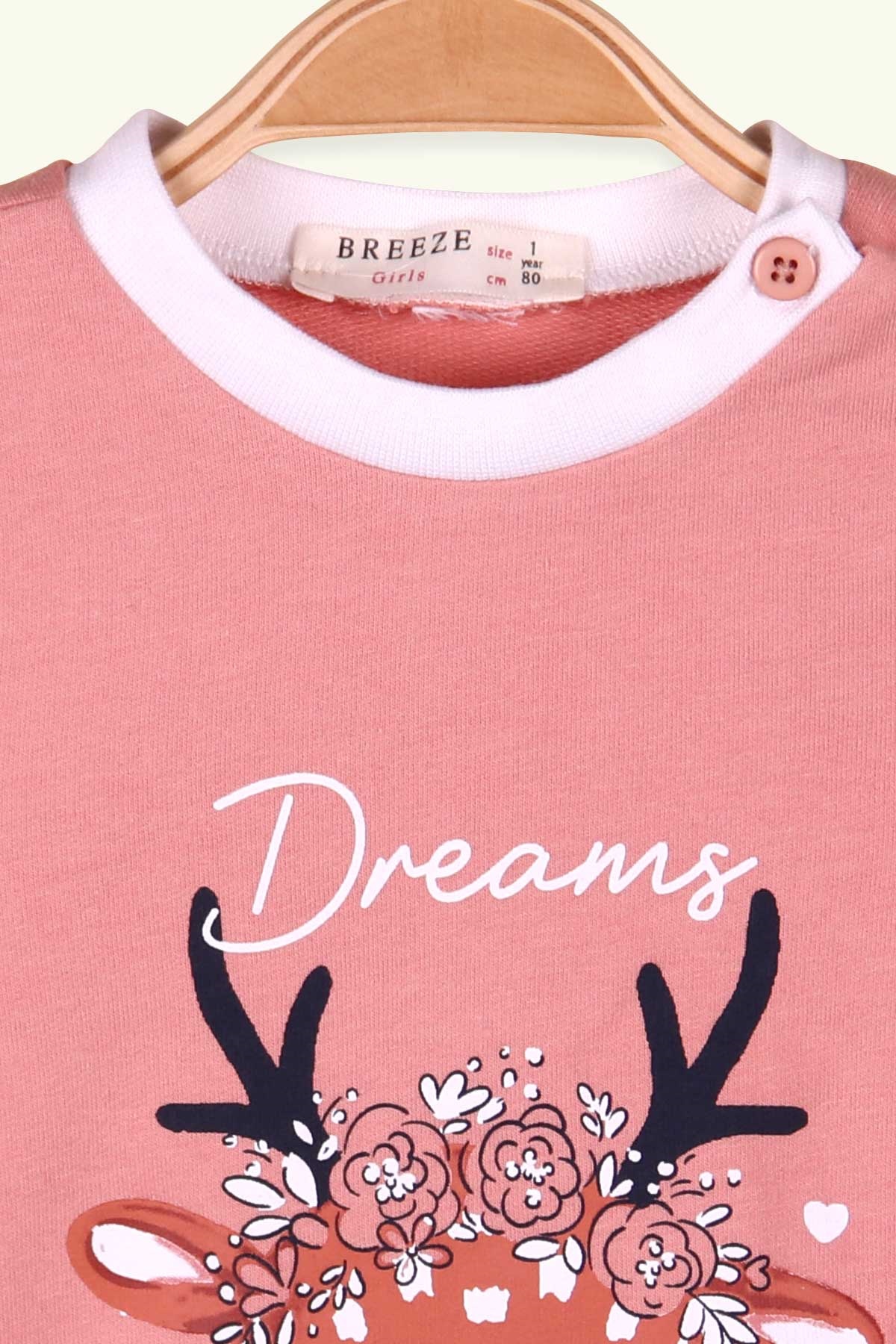 Breeze Kız Bebek Sweatshirt Ceylan Baskılı Somon (9 Ay-4 Yaş)