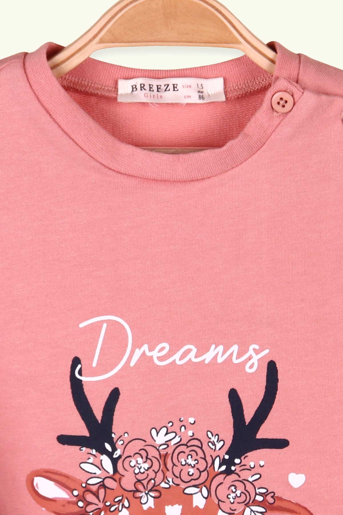 Breeze Kız Bebek Sweatshirt Ceylan Baskılı Somon (9 Ay-4 Yaş)