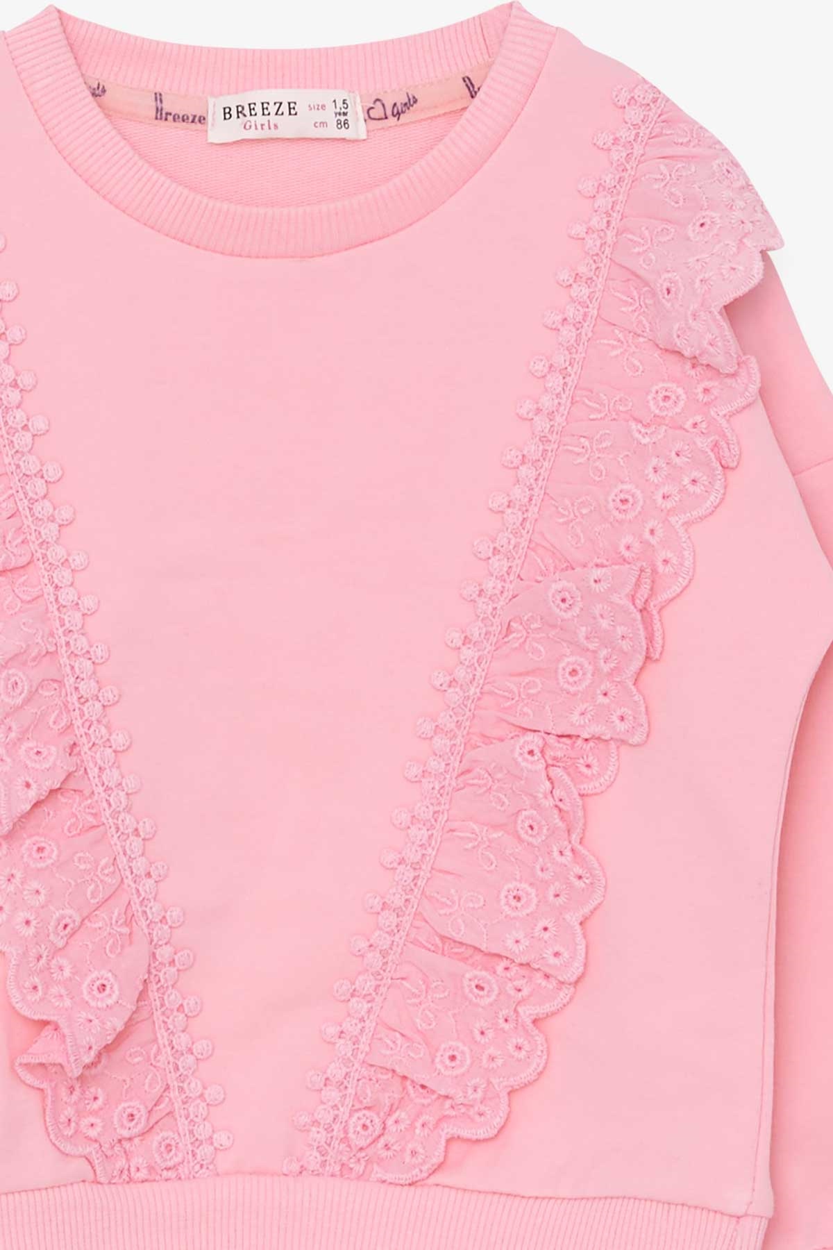 Breeze Kız Bebek Sweatshirt Güpürlü Pudra (1.5 Yaş)