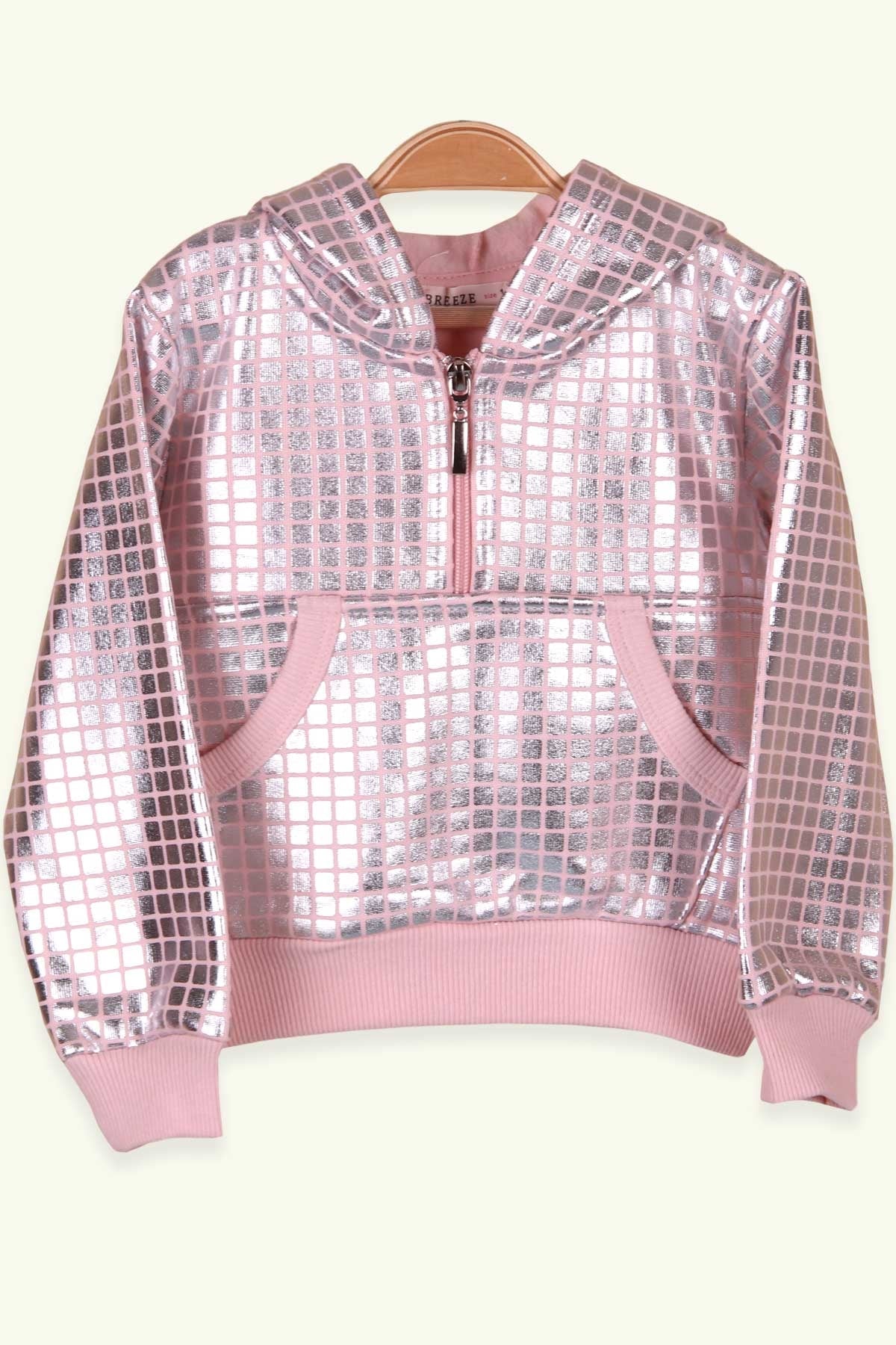 Breeze Kız Bebek Sweatshirt Kanguru Cepli Pudra (1.5-2 Yaş)
