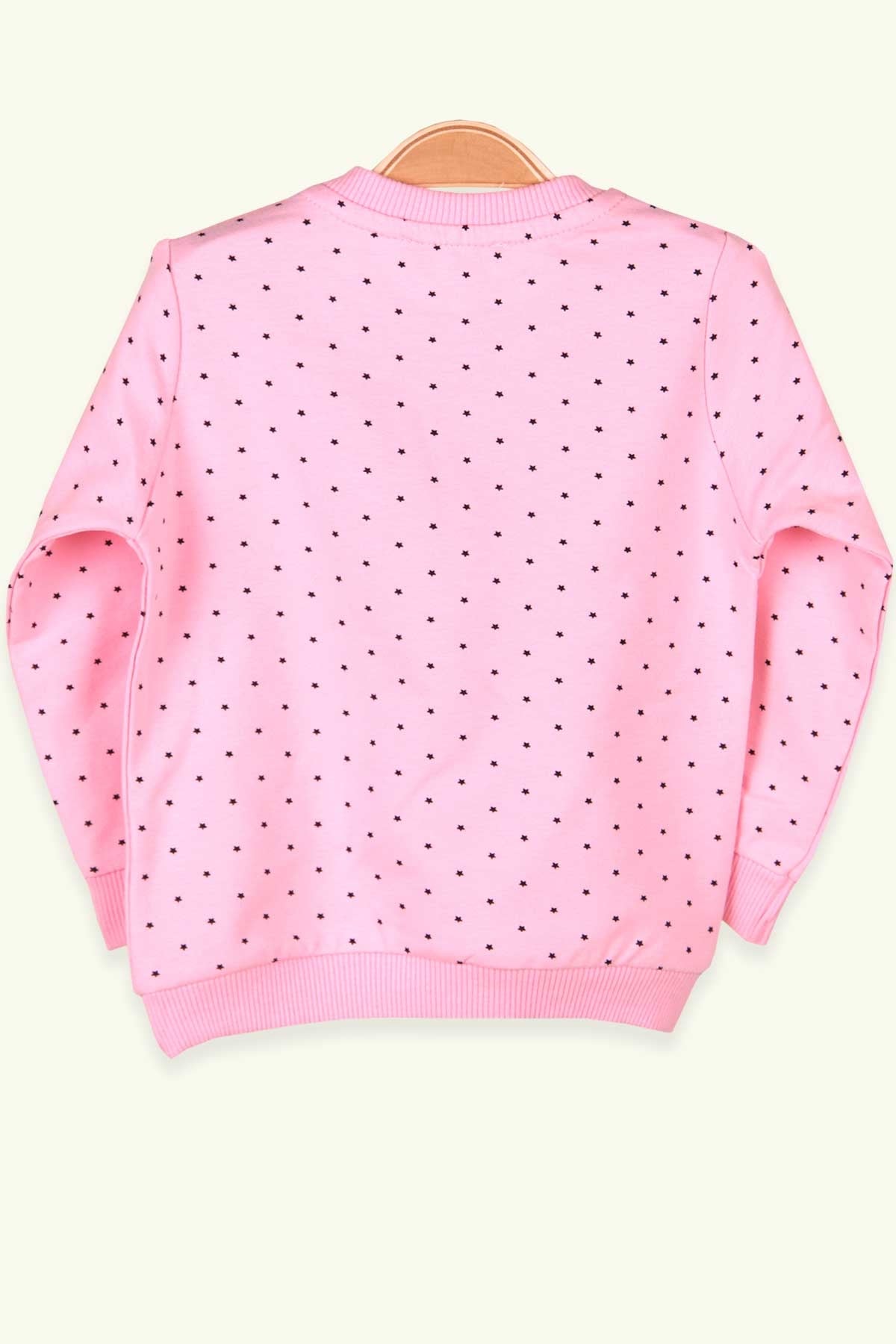 Breeze Kız Bebek Sweatshirt Kız Baskılı Simli Pudra (4 Ay-1.5 Yaş)