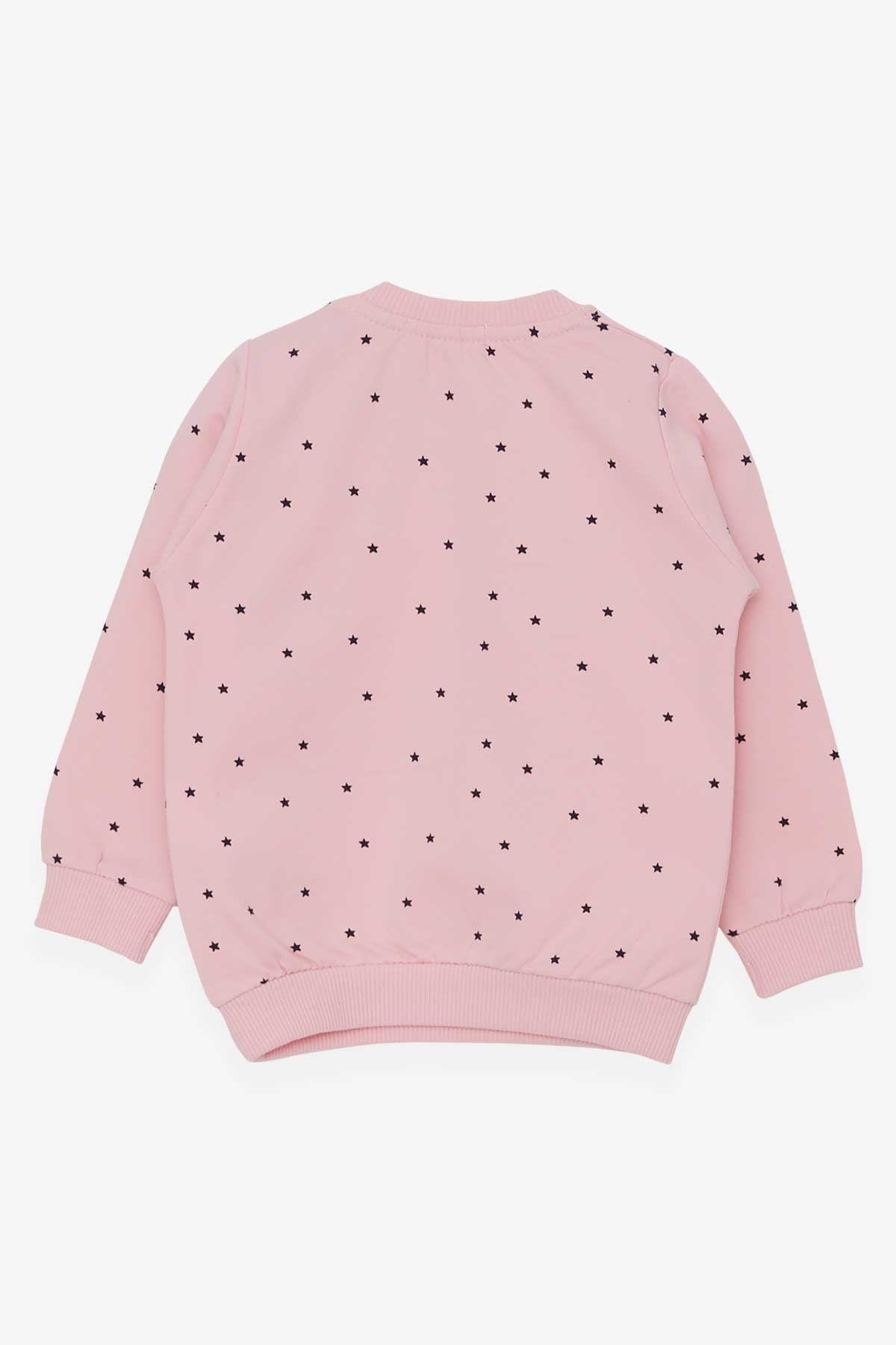 Breeze Kız Bebek Sweatshirt Mutlu Kedicikler Pudra (4 Ay-1.5 Yaş)