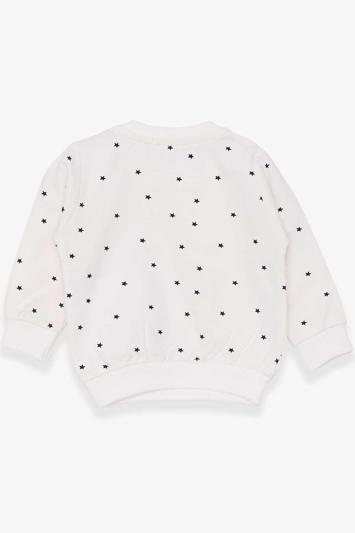 Breeze Kız Bebek Sweatshirt Mutlu Kedicikler Ekru (4 Ay-1.5 Yaş)