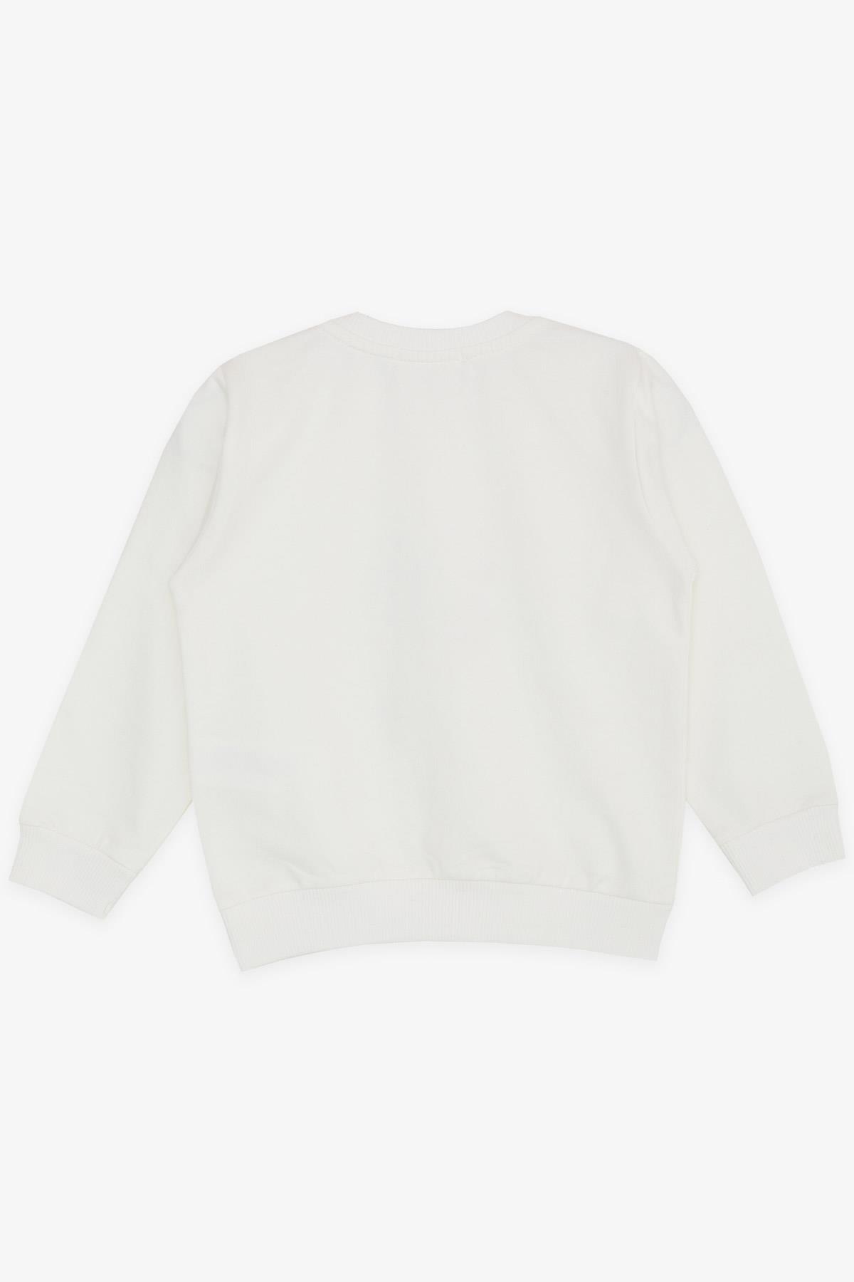 Breeze Kız Bebek Sweatshirt Simli Çiçek Baskılı Ekru (9 Ay-3 Yaş)