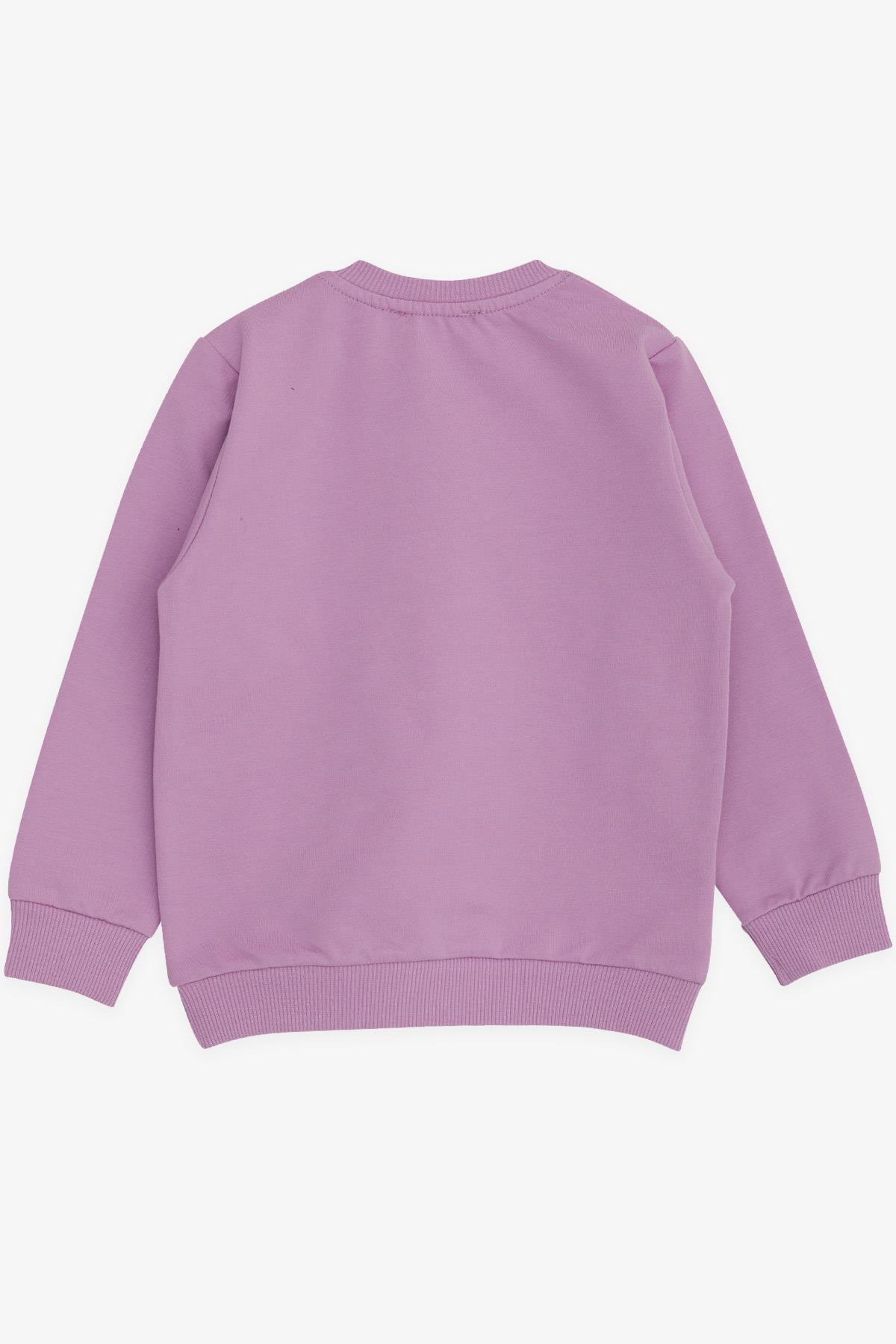 Breeze Kız Bebek Sweatshirt Simli Yazı Baskılı Eflatun (9 Ay-3 Yaş)