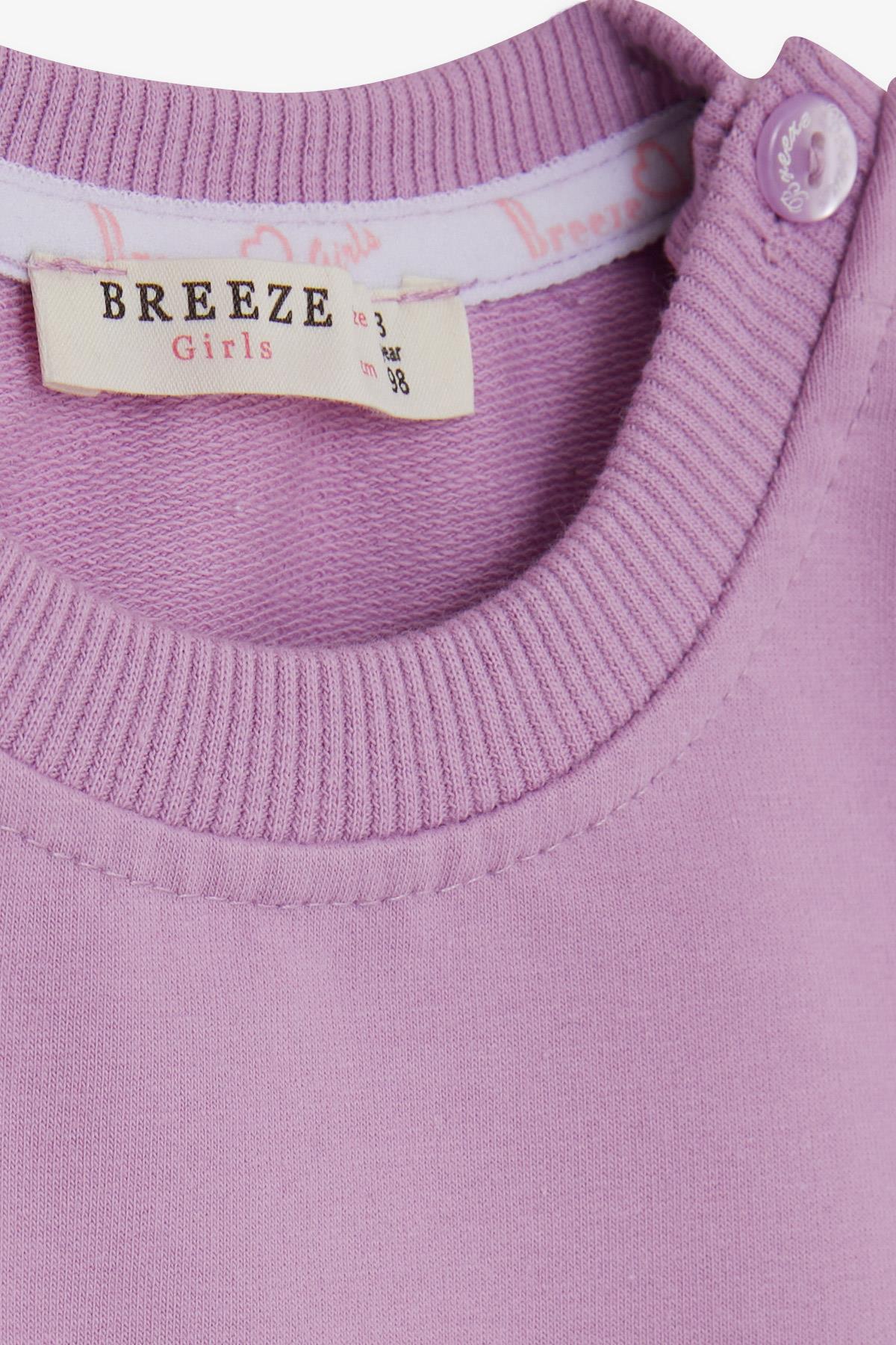 Breeze Kız Bebek Sweatshirt Simli Yazı Baskılı Eflatun (9 Ay-3 Yaş)